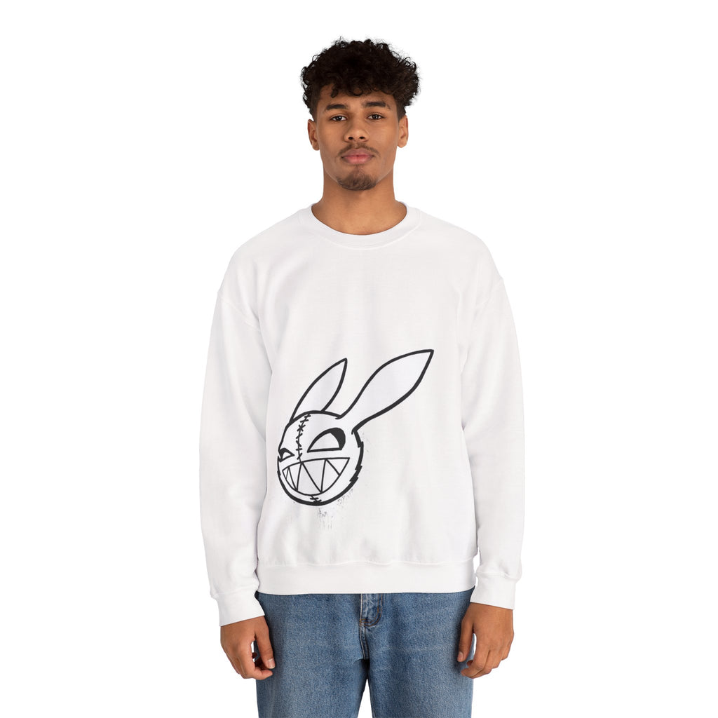 Crewneck Sweatshirt — Grinning Bunny Line Art Crewneck
