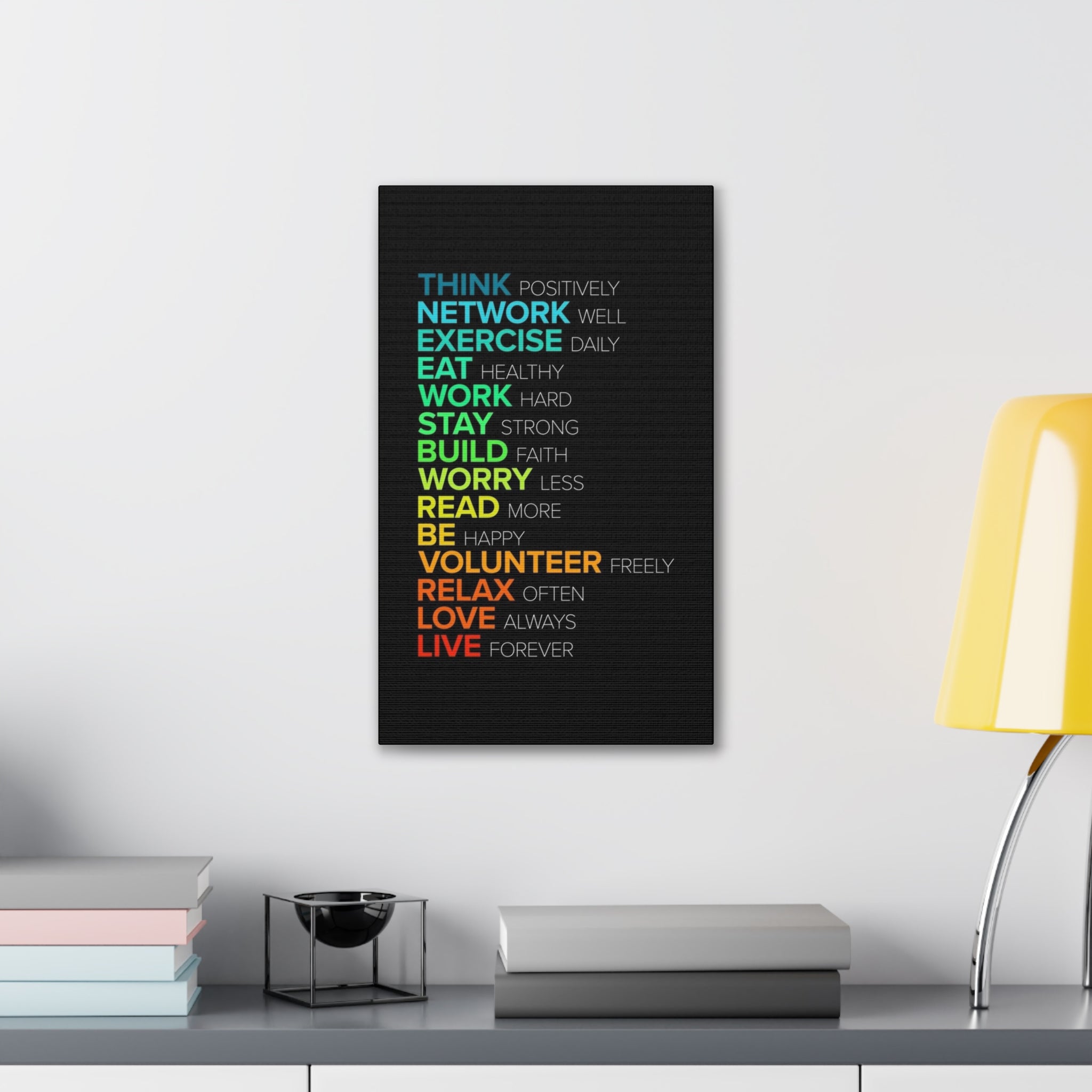 Motivational Daily Habits Canvas Print — Colorful Inspirational Wall Art
