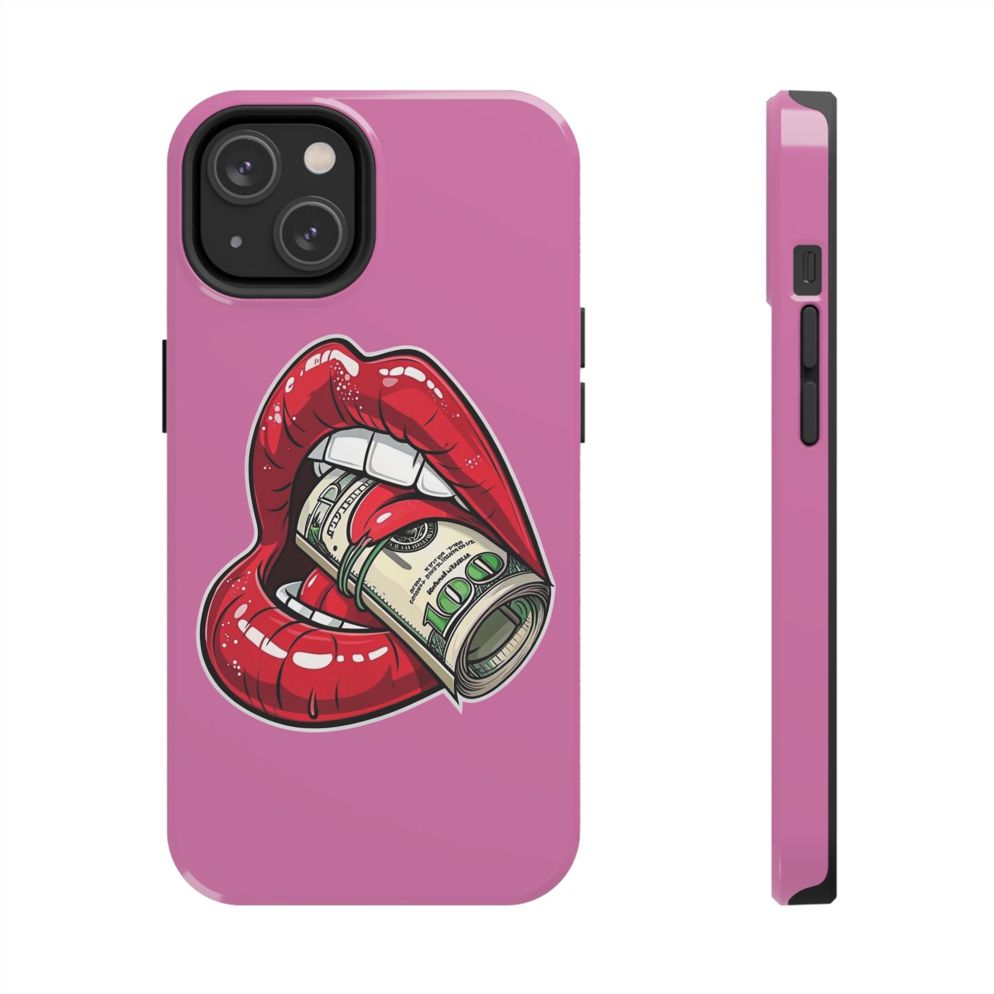 Red Lips Holding Money phone case | Tough Phone Cases