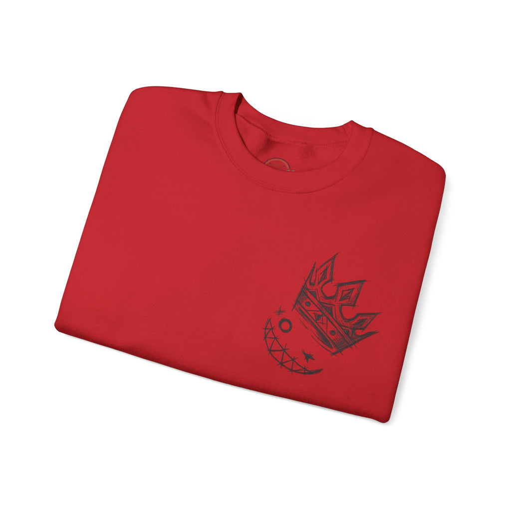 Crowned Grin Crewneck Sweatshirt — Sketch Crown Smile Graphic