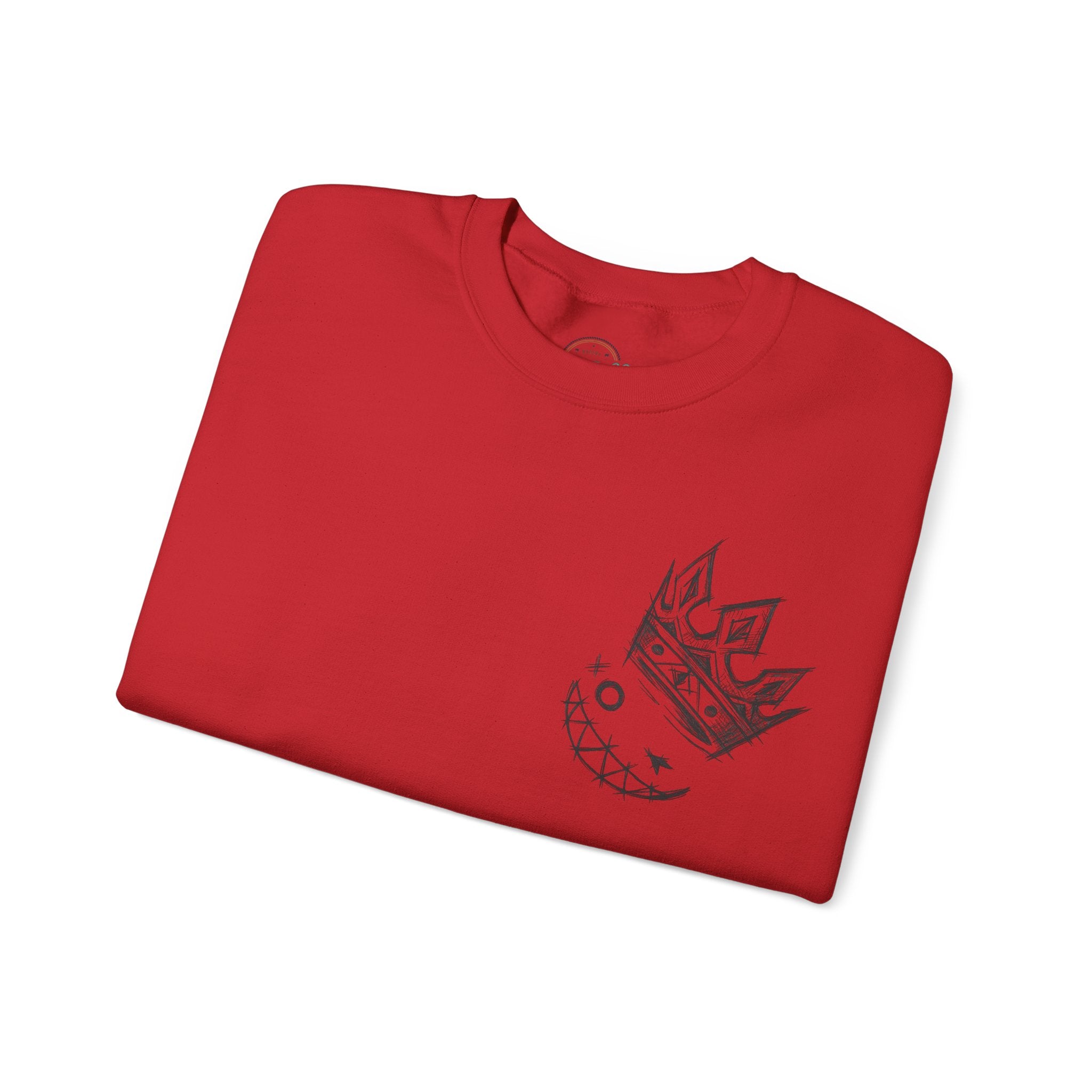 Crowned Grin Crewneck Sweatshirt — Sketch Crown Smile Graphic
