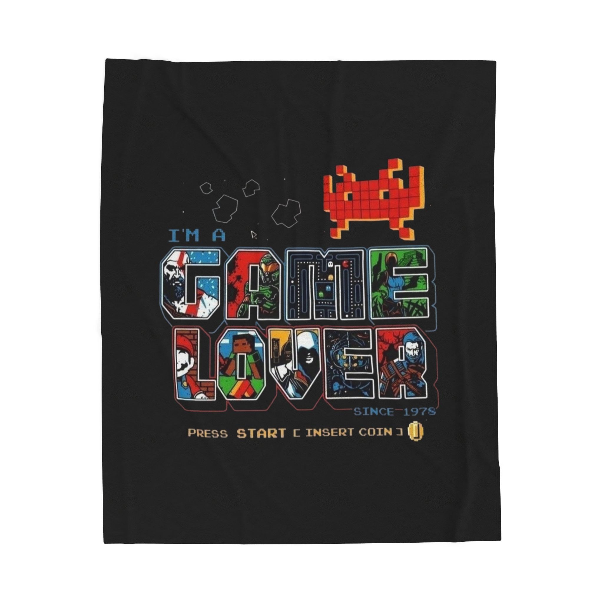 Gaming Lover Velveteen Plush Blanket – Retro Arcade ‘I’m A Game Lover’ Cozy Throw