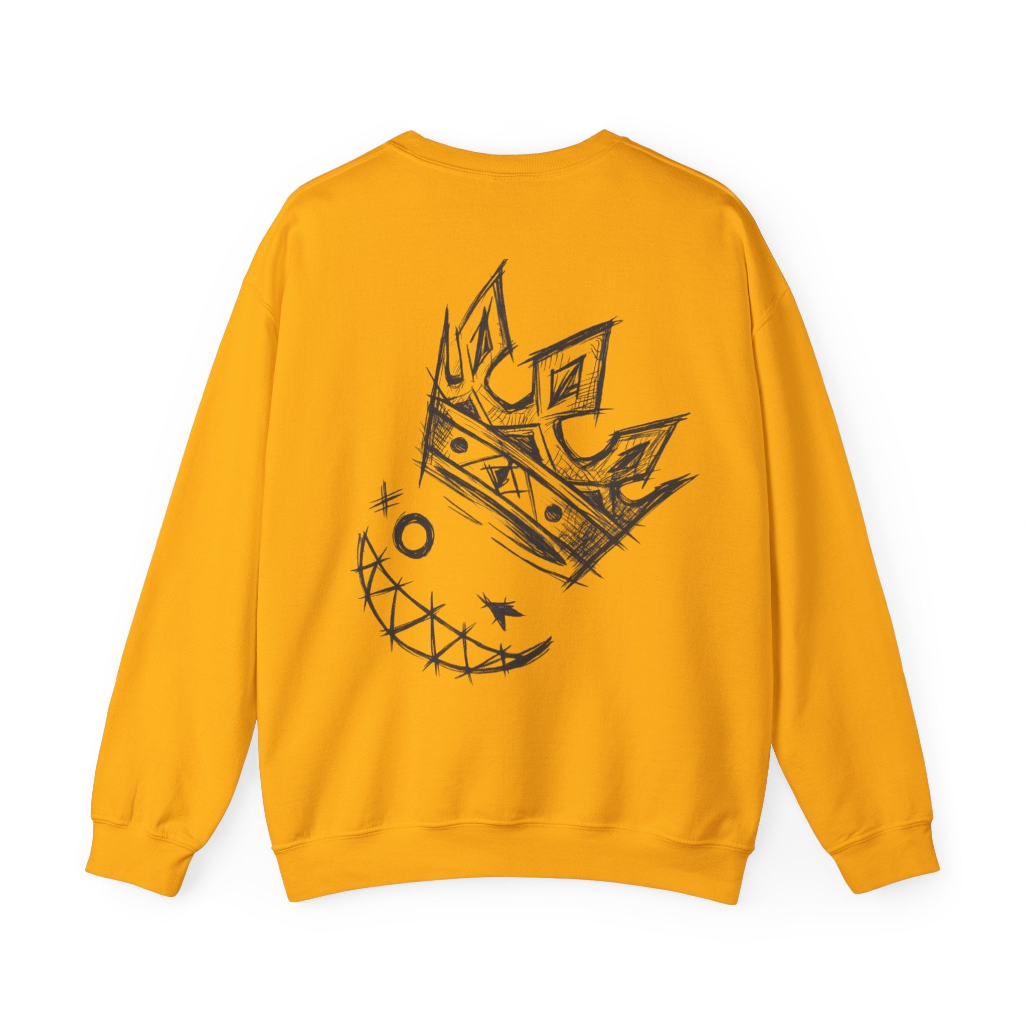 Crowned Grin Crewneck Sweatshirt — Sketch Crown Smile Graphic