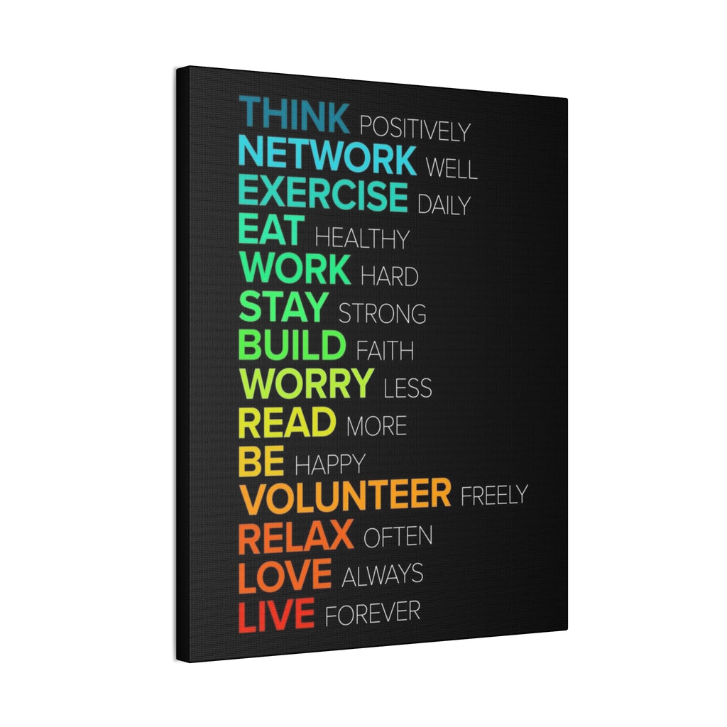 Motivational Daily Habits Canvas Print — Colorful Inspirational Wall Art