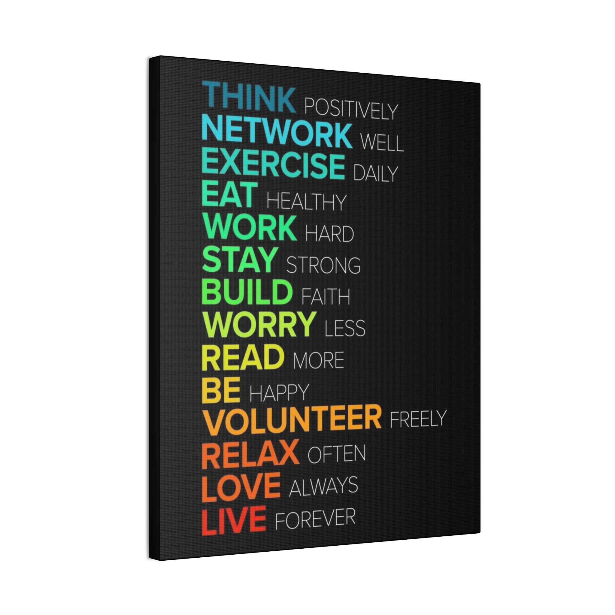 Motivational Daily Habits Canvas Print — Colorful Inspirational Wall Art