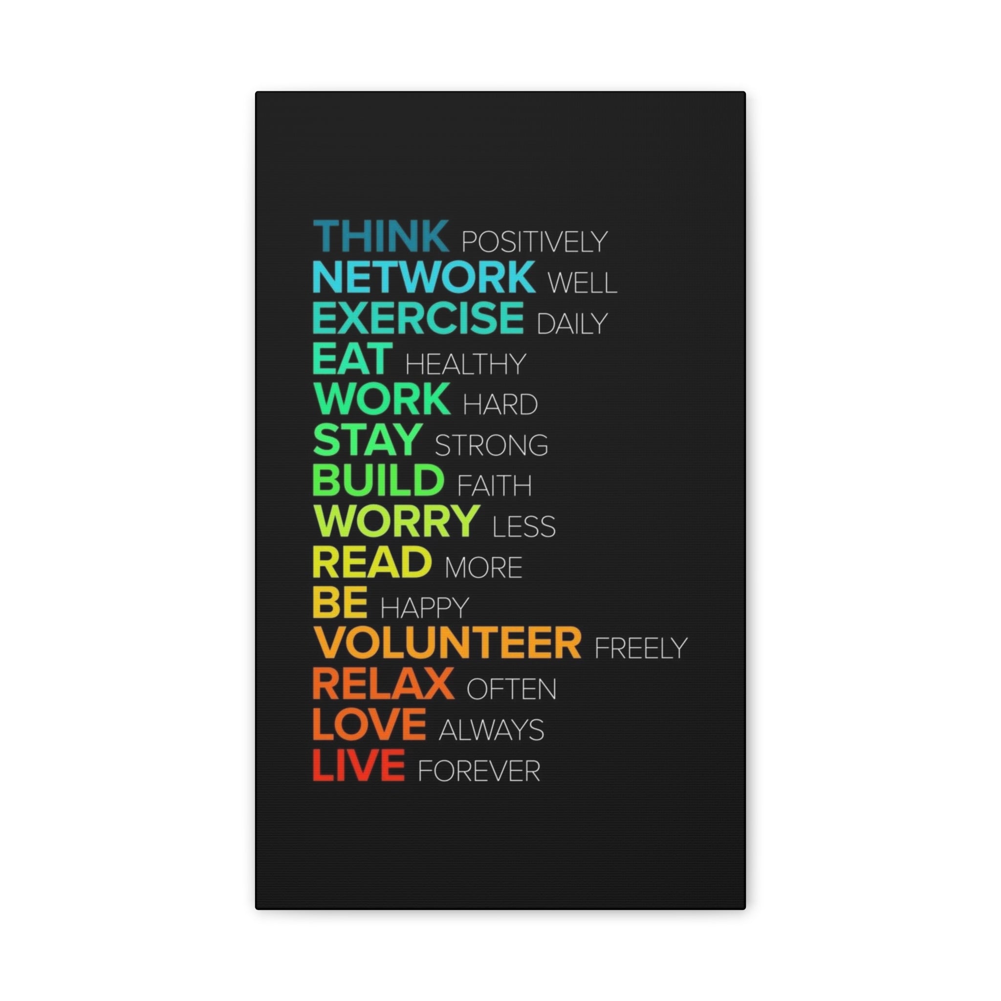 Motivational Daily Habits Canvas Print — Colorful Inspirational Wall Art