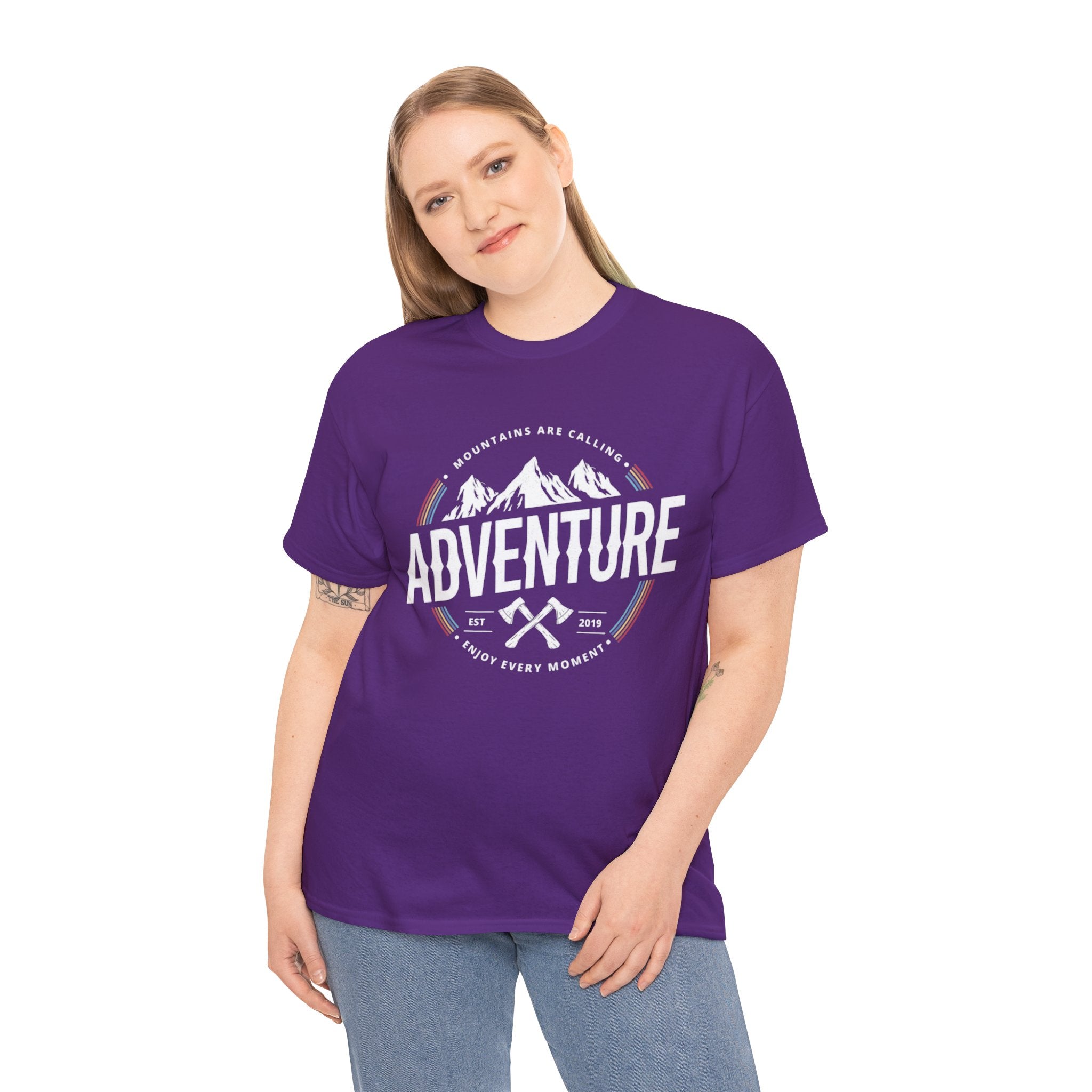 Adventure Mountain Badge Tee | Retro Outdoor Hiking Design