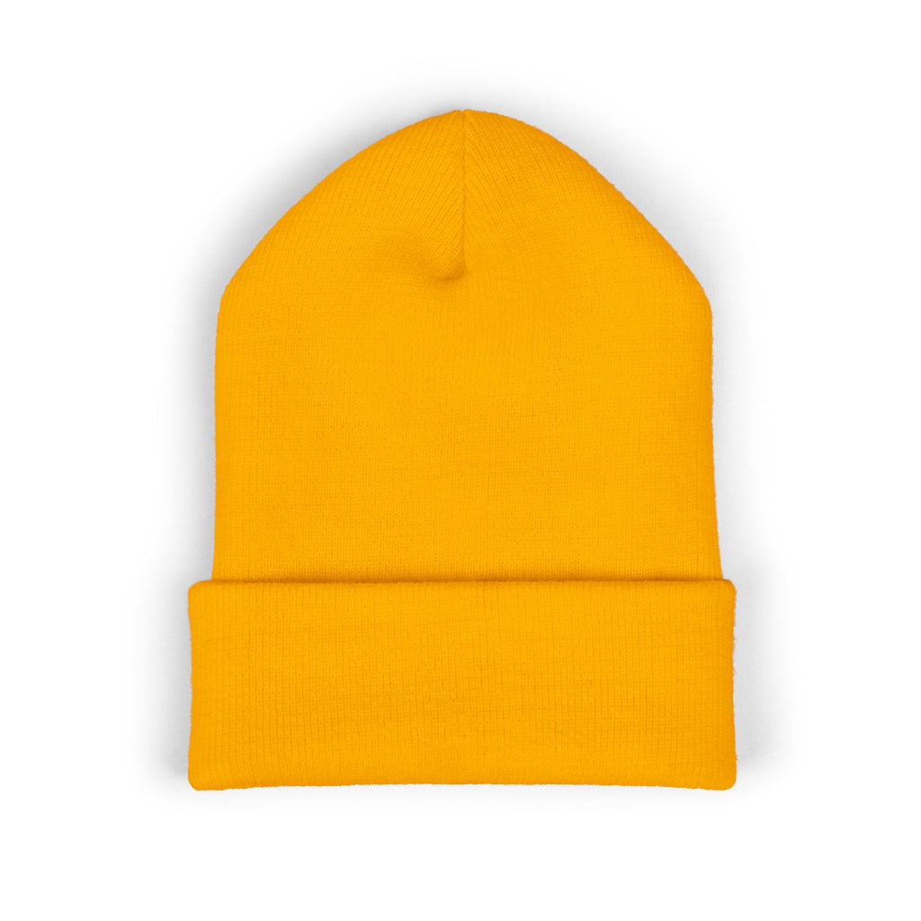 Embroidered "Skateish" Classic Cuffed Beanie — Yellow Knit Hat