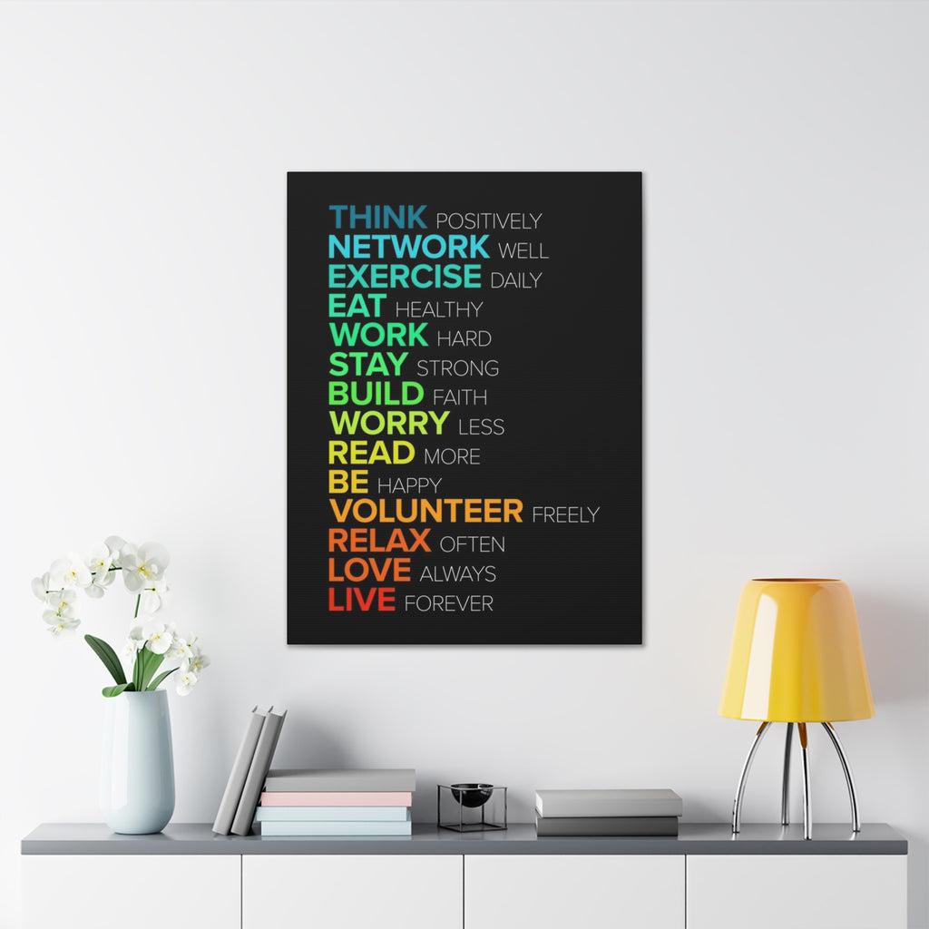 Motivational Daily Habits Canvas Print — Colorful Inspirational Wall Art