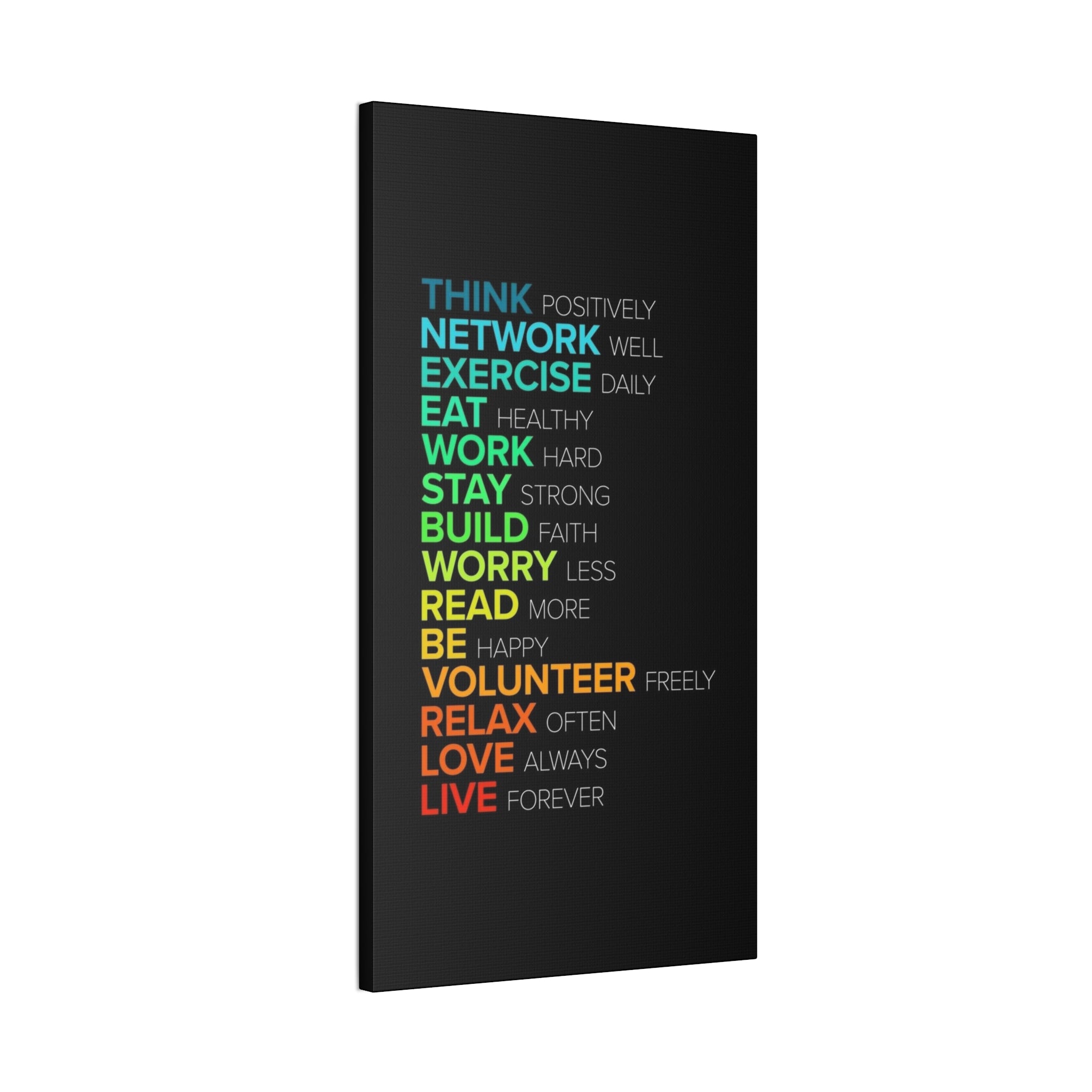Motivational Daily Habits Canvas Print — Colorful Inspirational Wall Art