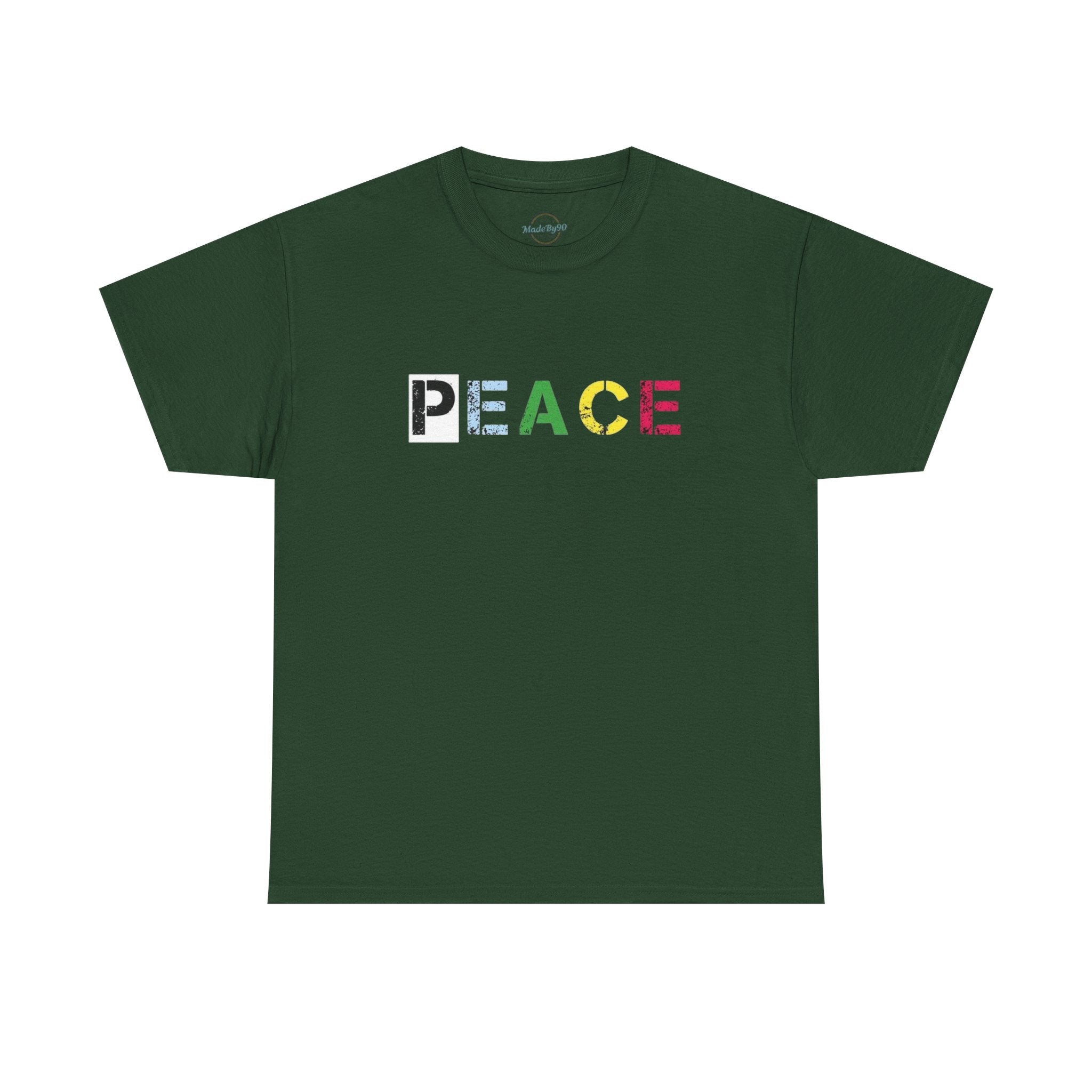 Peace Rainbow Tee — Minimalist Colorful PEACE Graphic T-Shirt