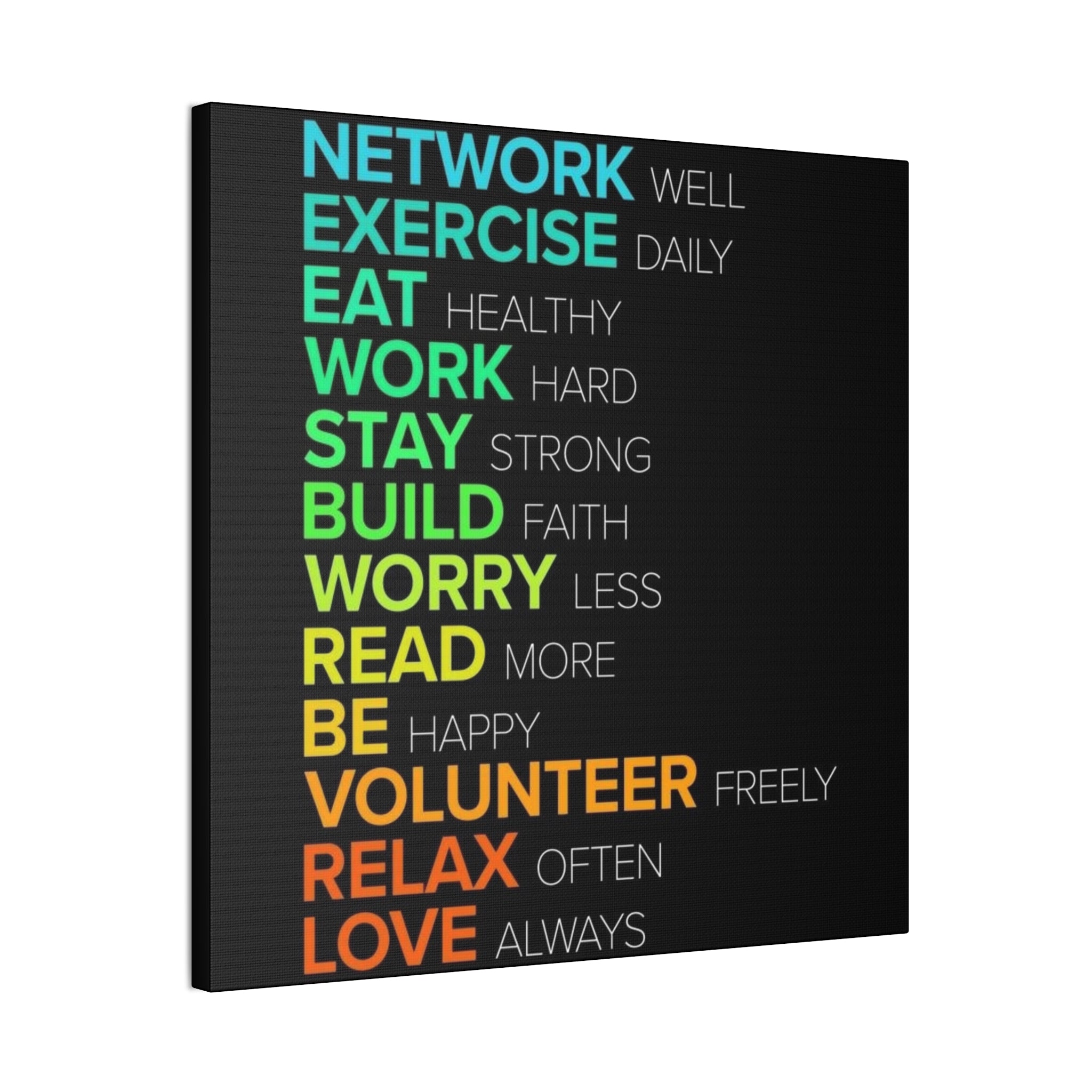 Motivational Daily Habits Canvas Print — Colorful Inspirational Wall Art