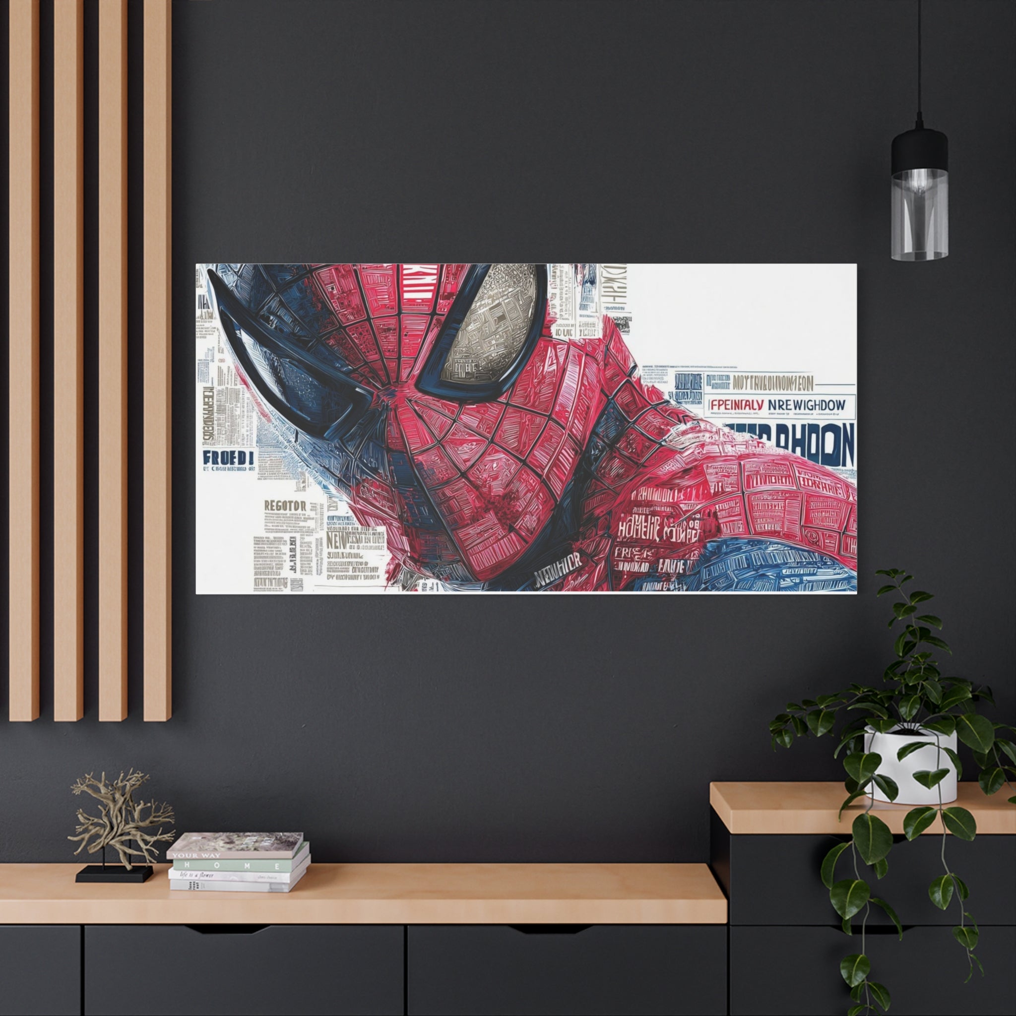 Superhero Portrait Matte Canvas Wall Art Spiderman - Stretched 1.25"