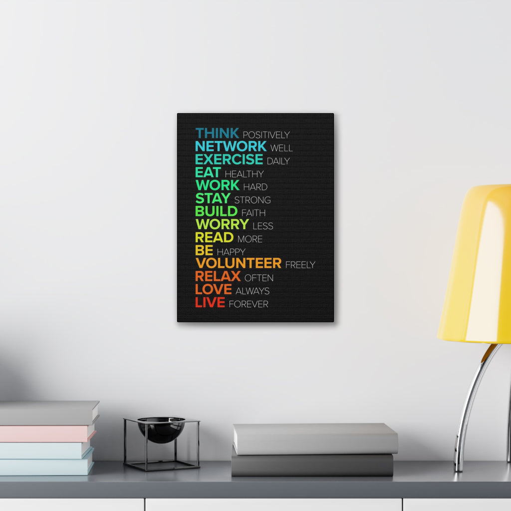 Motivational Daily Habits Canvas Print — Colorful Inspirational Wall Art