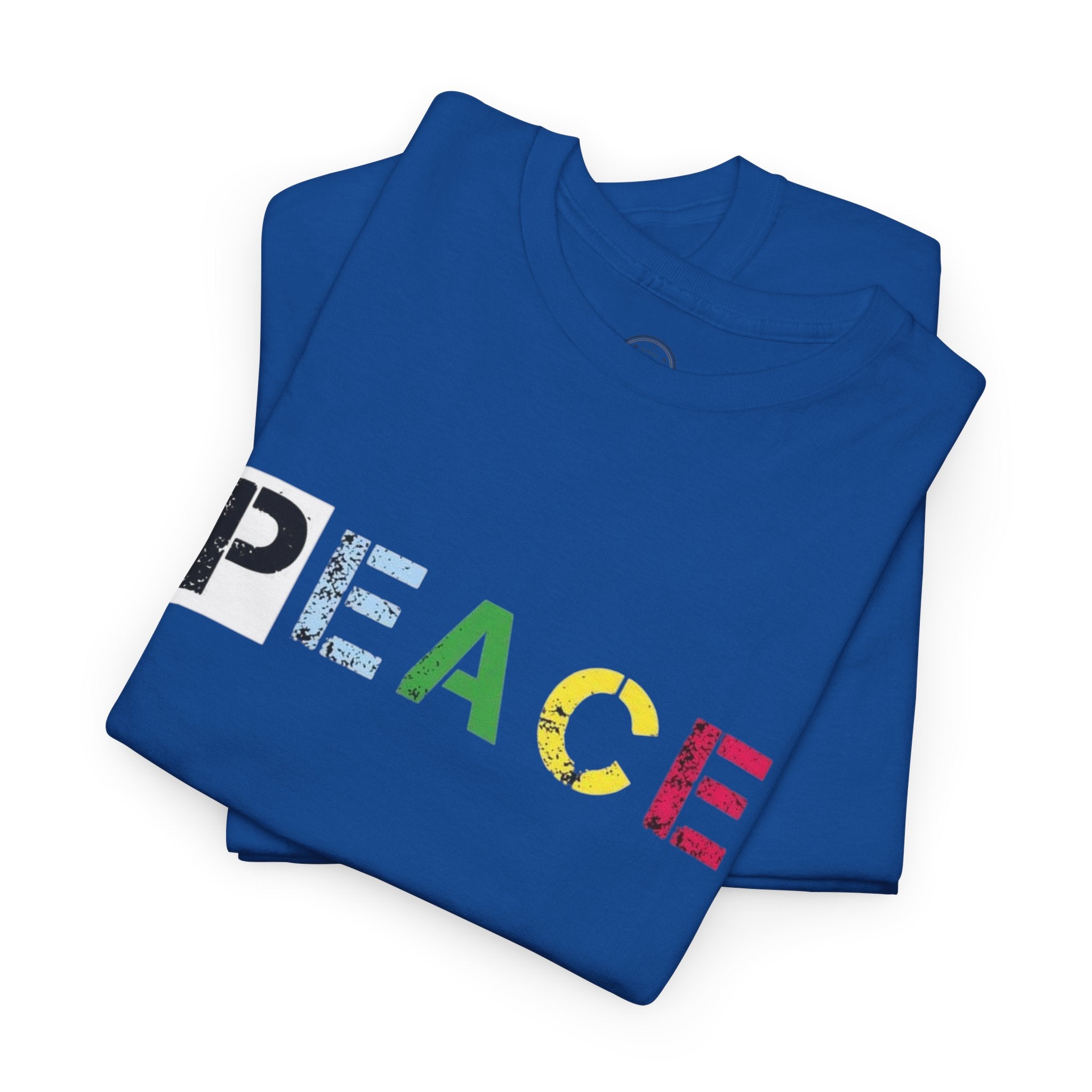 Peace Rainbow Tee — Minimalist Colorful PEACE Graphic T-Shirt