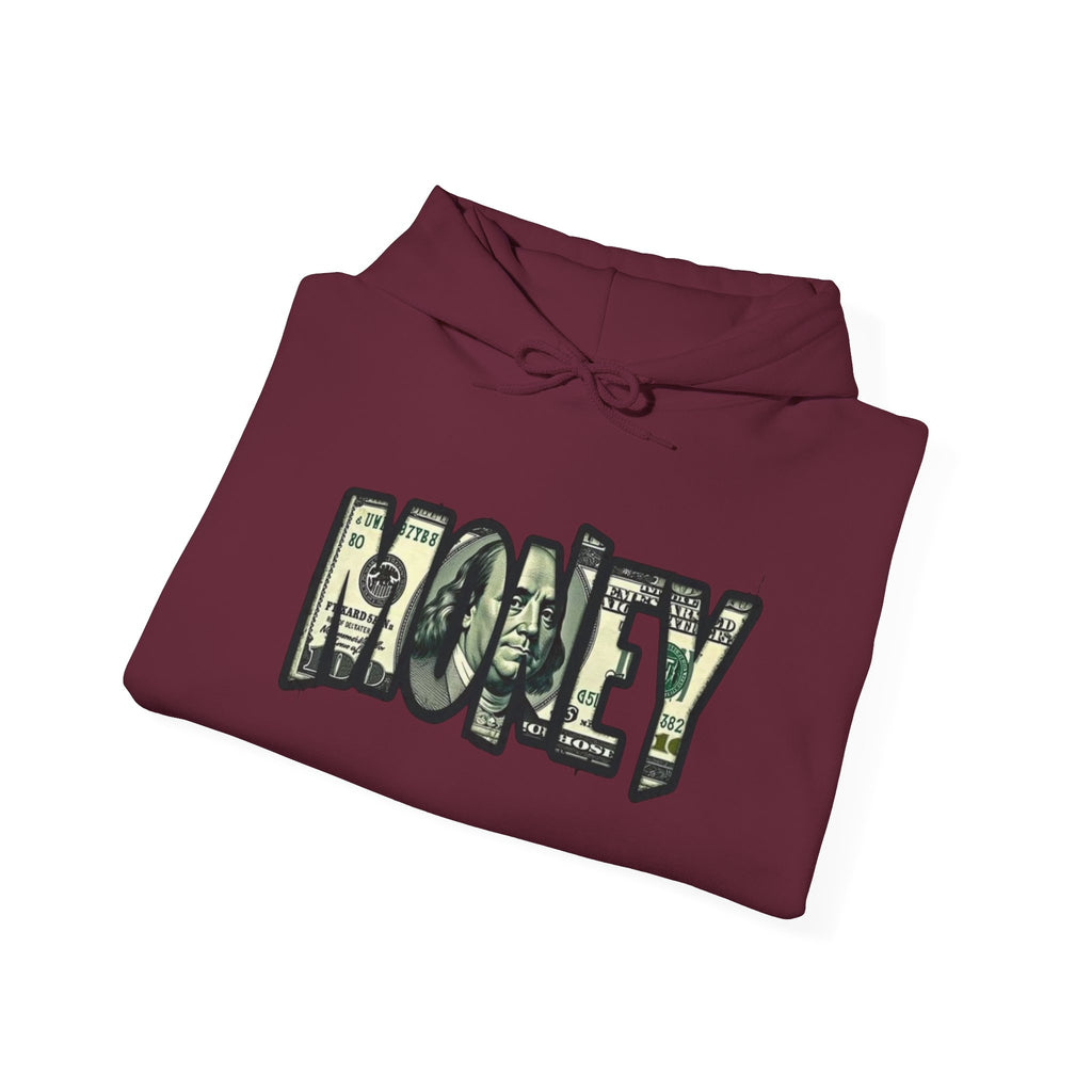 Money Graphic Hoodie — Bold Cash Text Streetwear Pullover