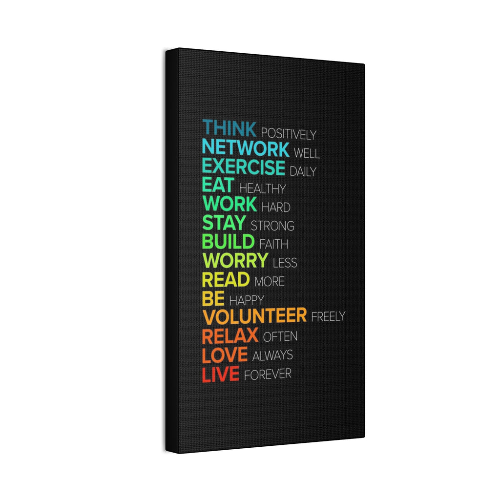 Motivational Daily Habits Canvas Print — Colorful Inspirational Wall Art