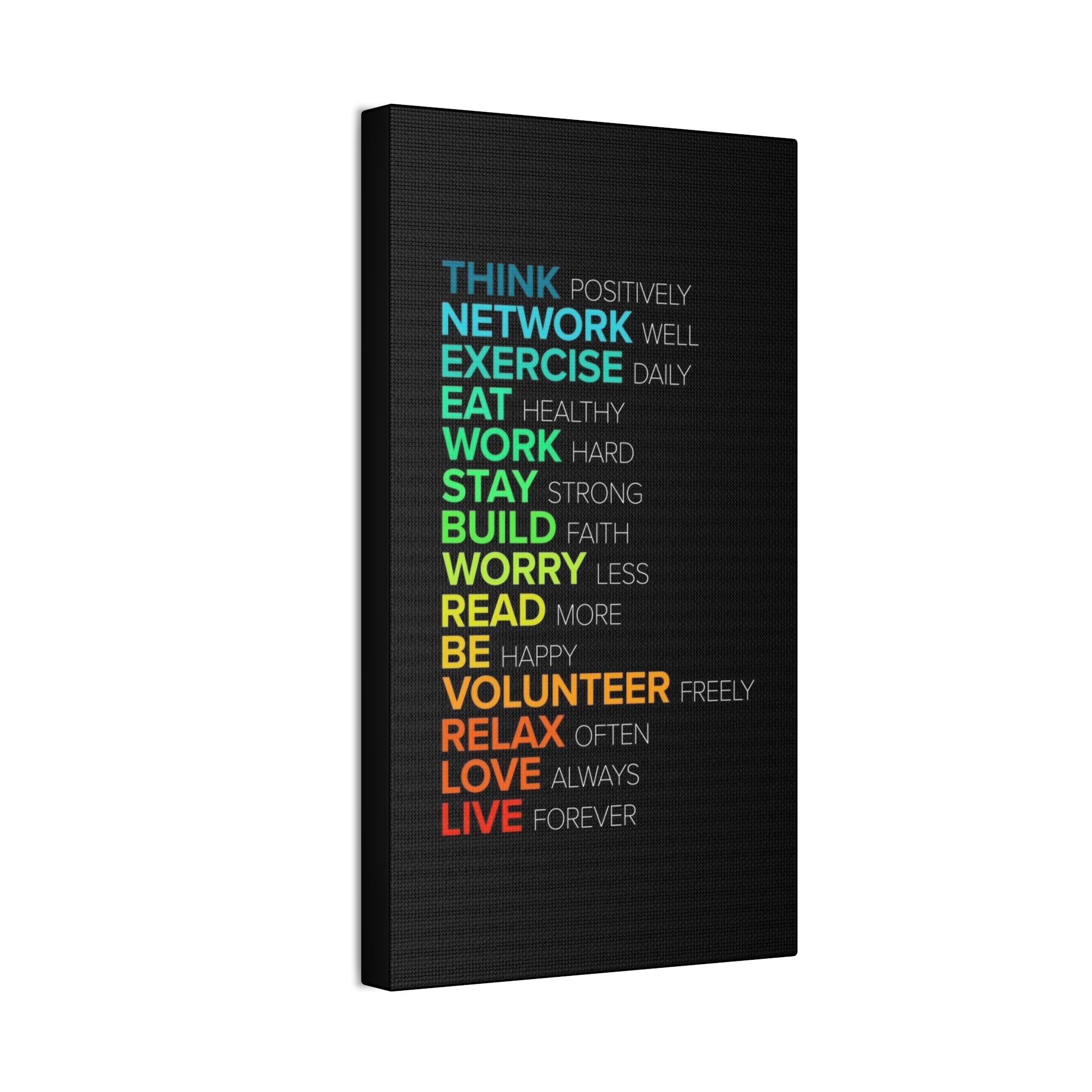 Motivational Daily Habits Canvas Print — Colorful Inspirational Wall Art