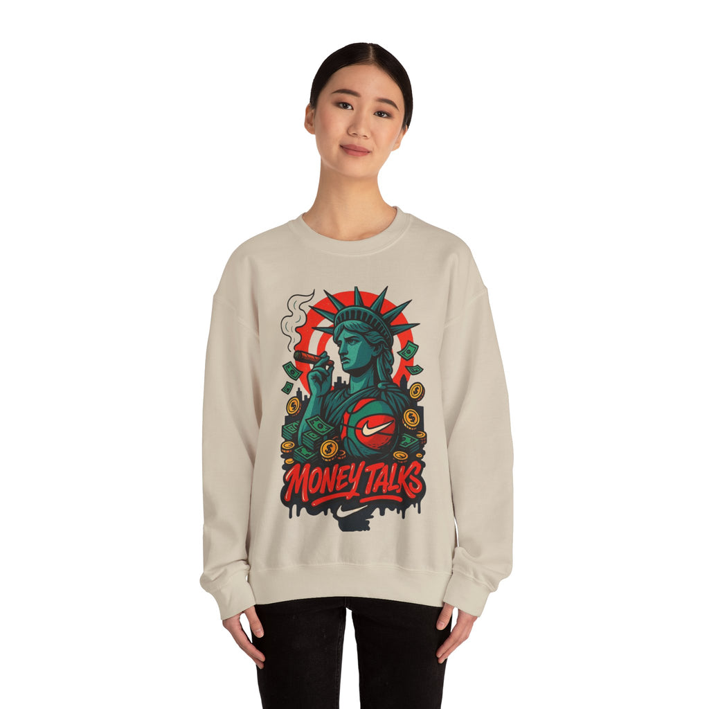 Money Talks Statue of Liberty Sweatshirt | Urban Streetwear