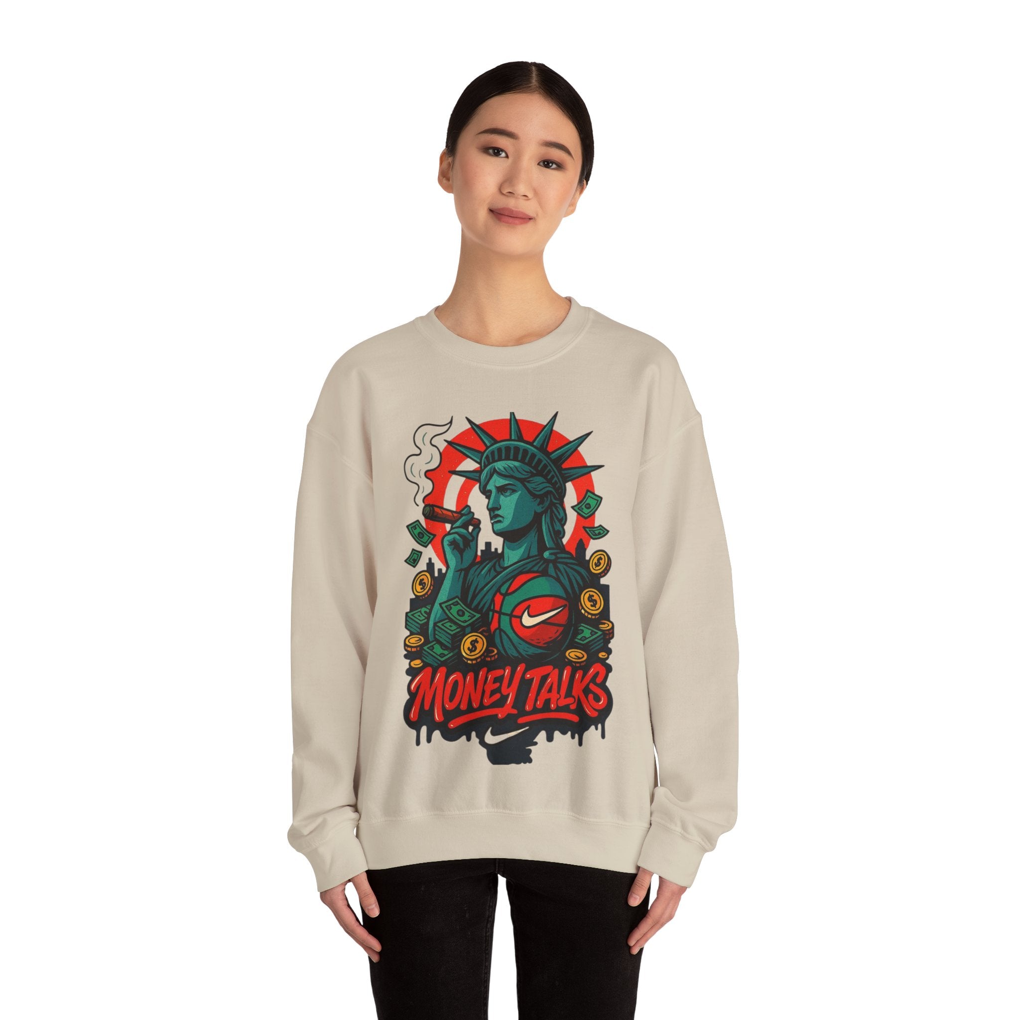 Money Talks Statue of Liberty Sweatshirt | Urban Streetwear