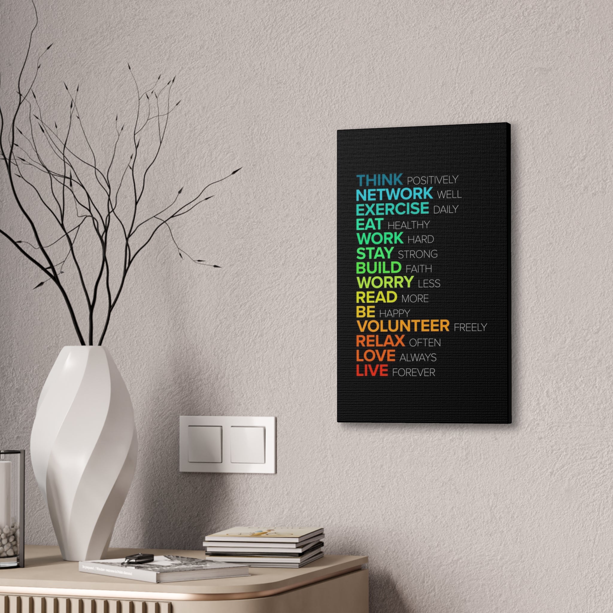 Motivational Daily Habits Canvas Print — Colorful Inspirational Wall Art