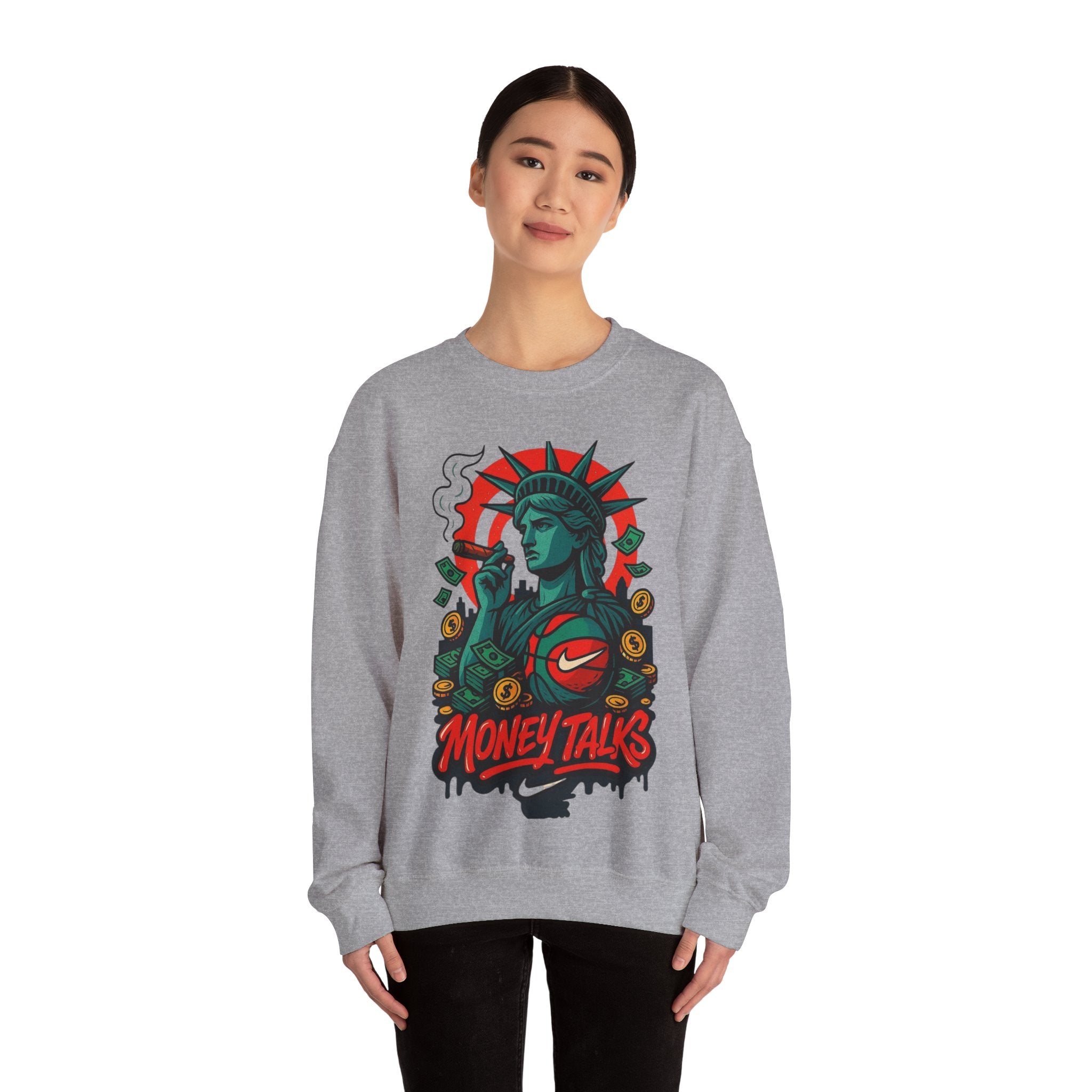 Money Talks Statue of Liberty Sweatshirt | Urban Streetwear
