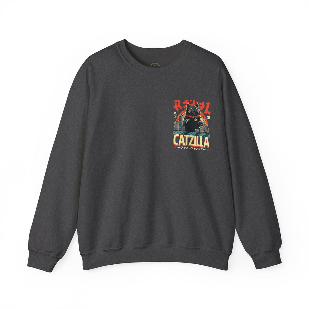 Catzilla Crewneck Sweatshirt — Retro Maneki-Neko Monster Graphic