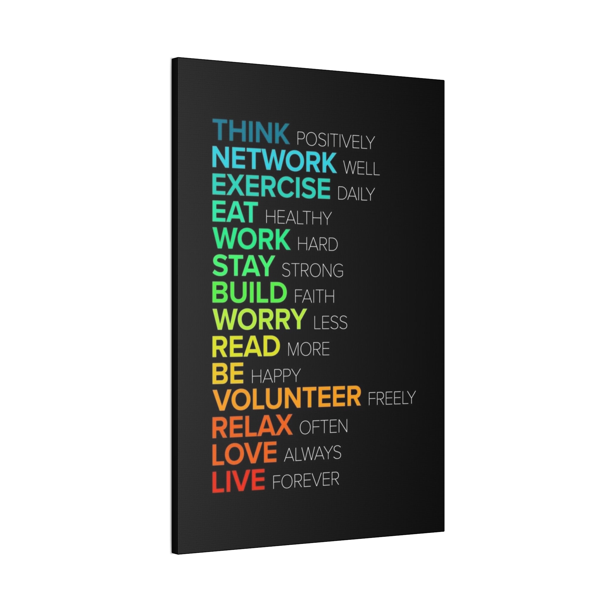 Motivational Daily Habits Canvas Print — Colorful Inspirational Wall Art
