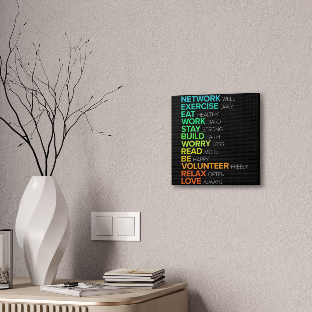 Motivational Daily Habits Canvas Print — Colorful Inspirational Wall Art