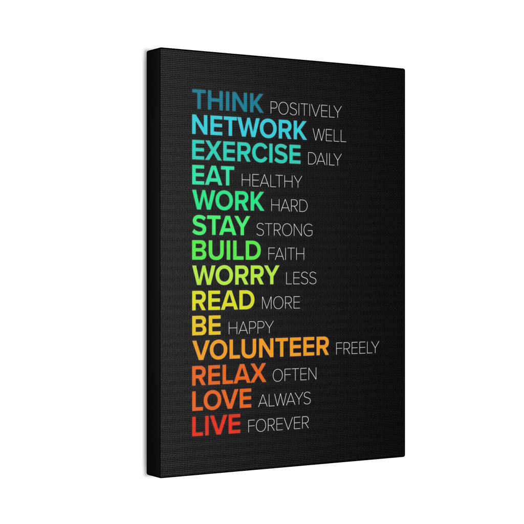 Motivational Daily Habits Canvas Print — Colorful Inspirational Wall Art