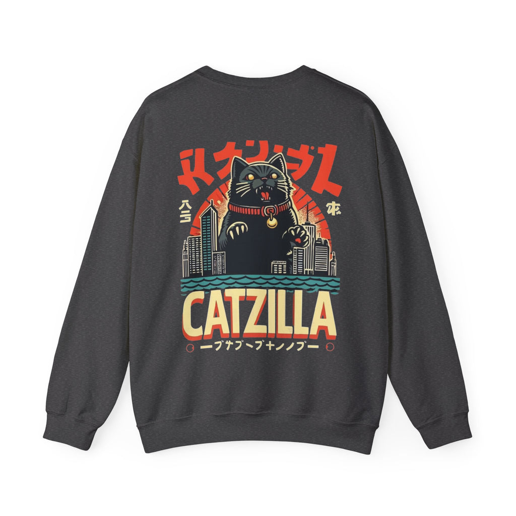 Catzilla Crewneck Sweatshirt — Retro Maneki-Neko Monster Graphic