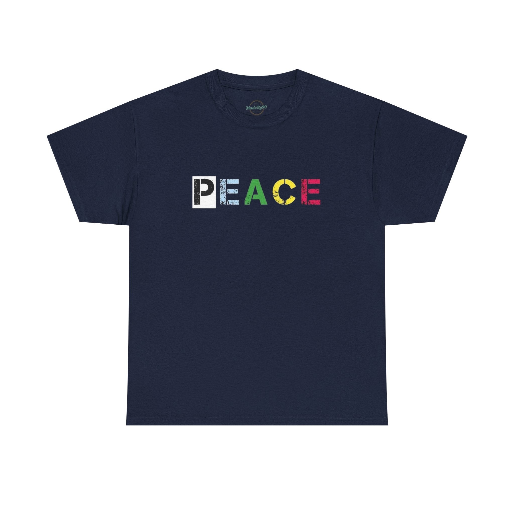 Peace Rainbow Tee — Minimalist Colorful PEACE Graphic T-Shirt