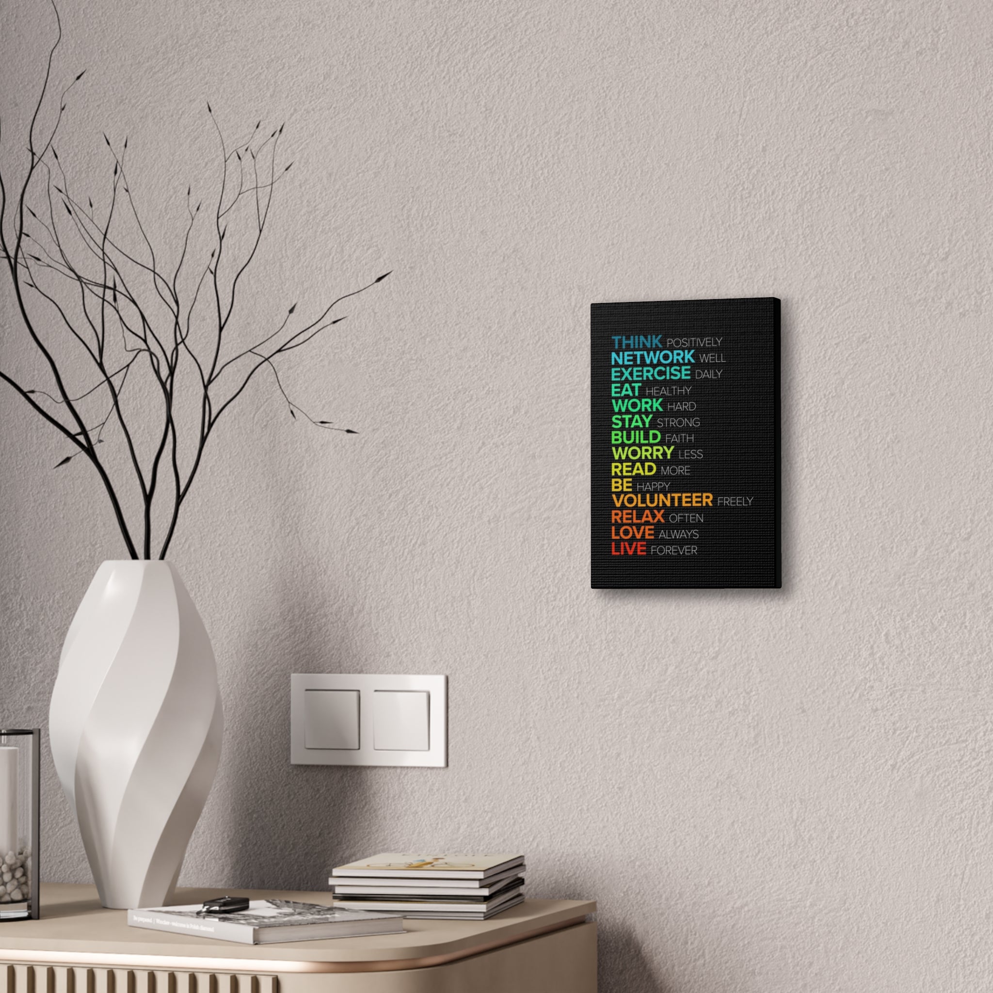 Motivational Daily Habits Canvas Print — Colorful Inspirational Wall Art