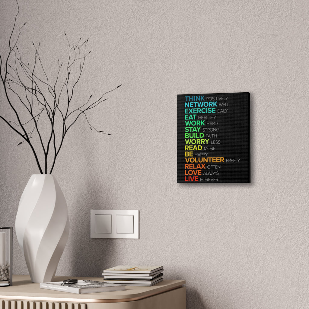 Motivational Daily Habits Canvas Print — Colorful Inspirational Wall Art