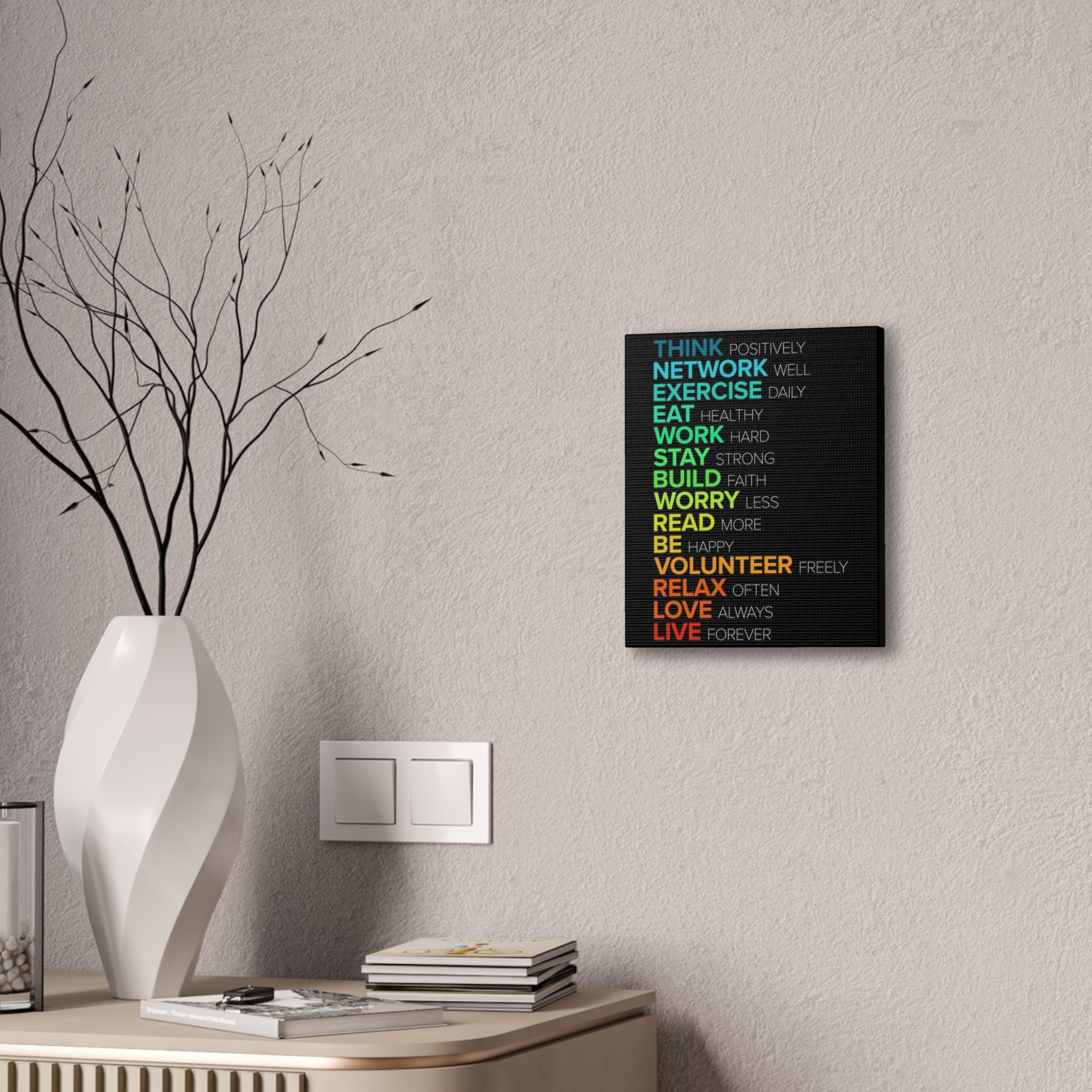 Motivational Daily Habits Canvas Print — Colorful Inspirational Wall Art