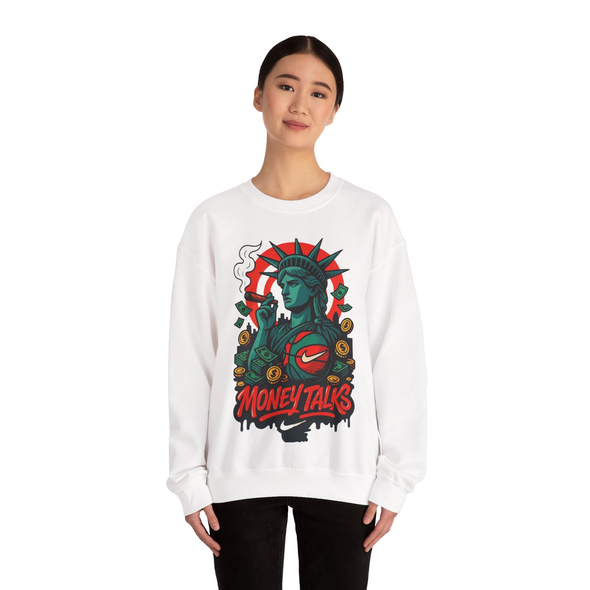 Money Talks Statue of Liberty Sweatshirt | Urban Streetwear