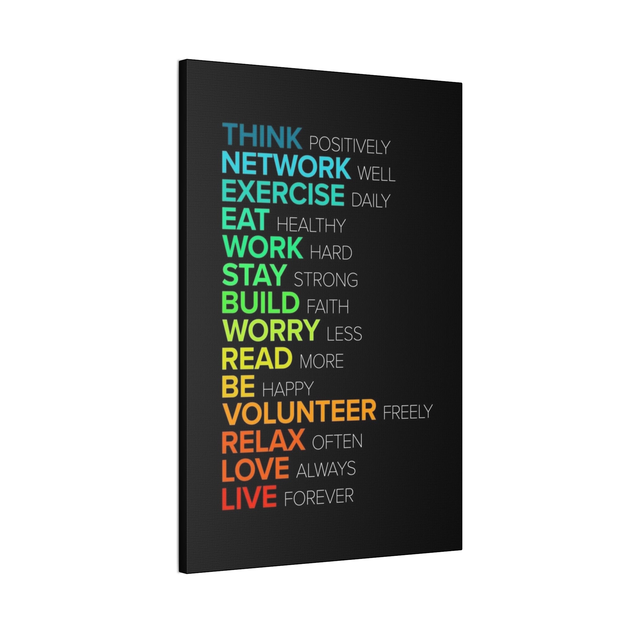 Motivational Daily Habits Canvas Print — Colorful Inspirational Wall Art