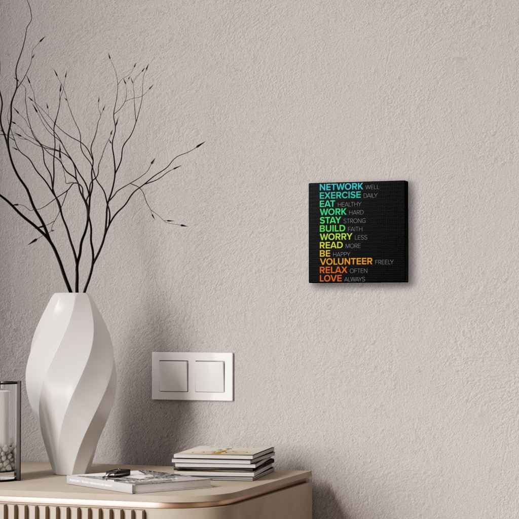 Motivational Daily Habits Canvas Print — Colorful Inspirational Wall Art