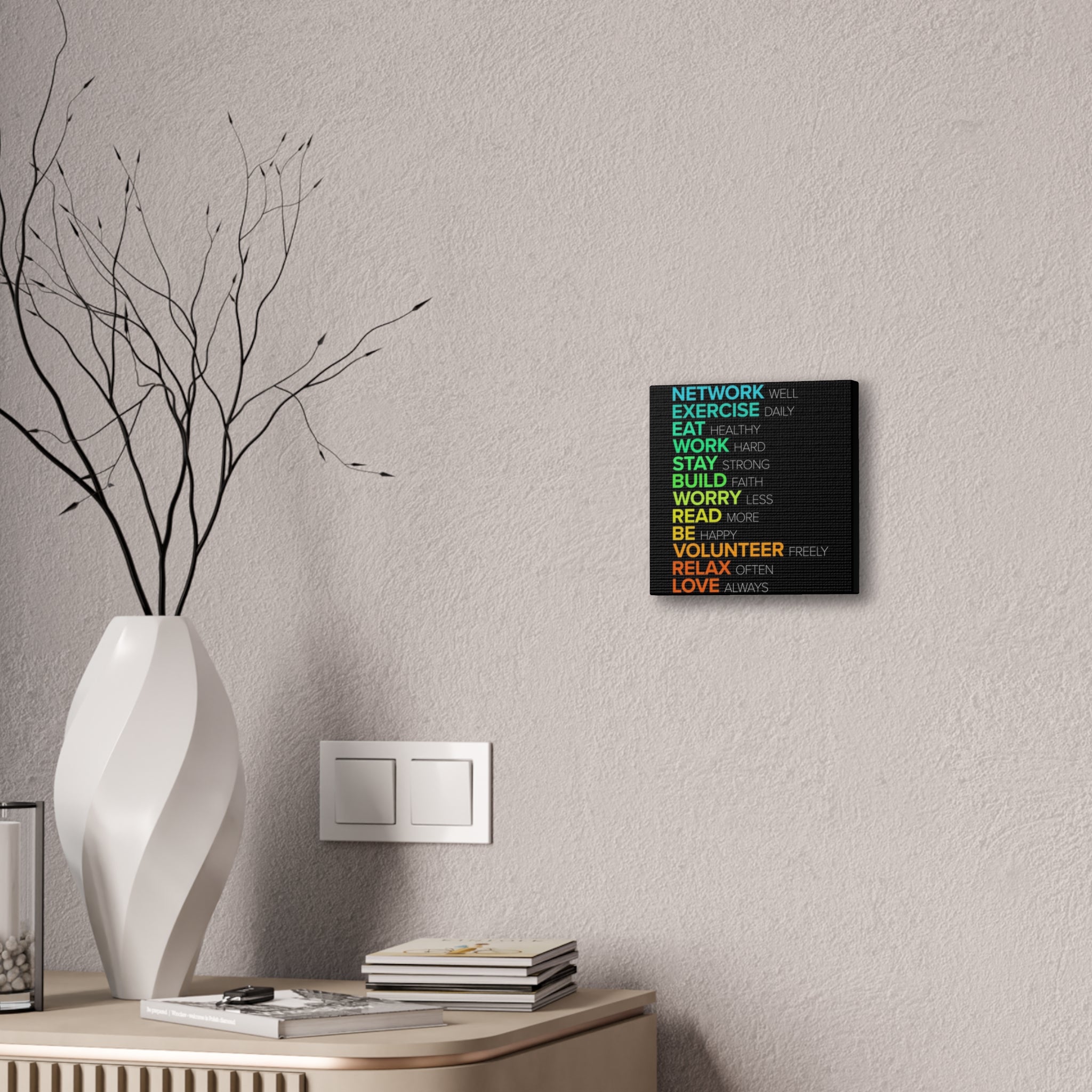 Motivational Daily Habits Canvas Print — Colorful Inspirational Wall Art
