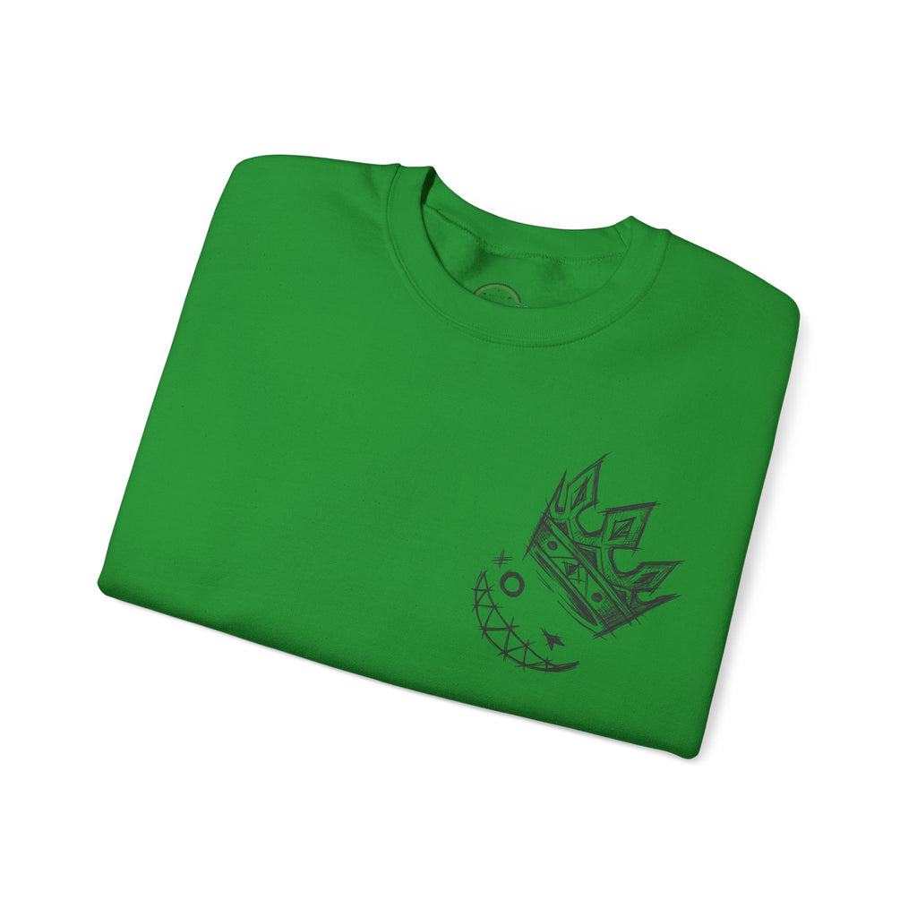 Crowned Grin Crewneck Sweatshirt — Sketch Crown Smile Graphic
