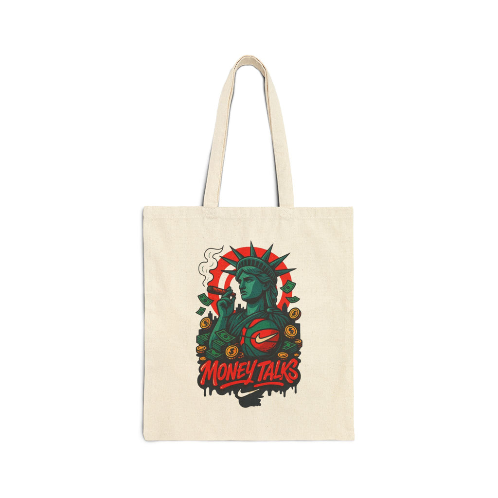 Tote Bag — 'Money Talks' Statue of Liberty Graphic Cotton Canvas Tote