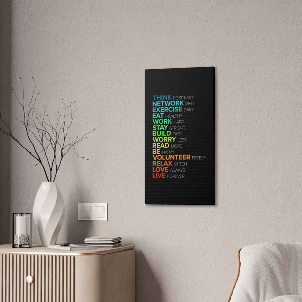Motivational Daily Habits Canvas Print — Colorful Inspirational Wall Art
