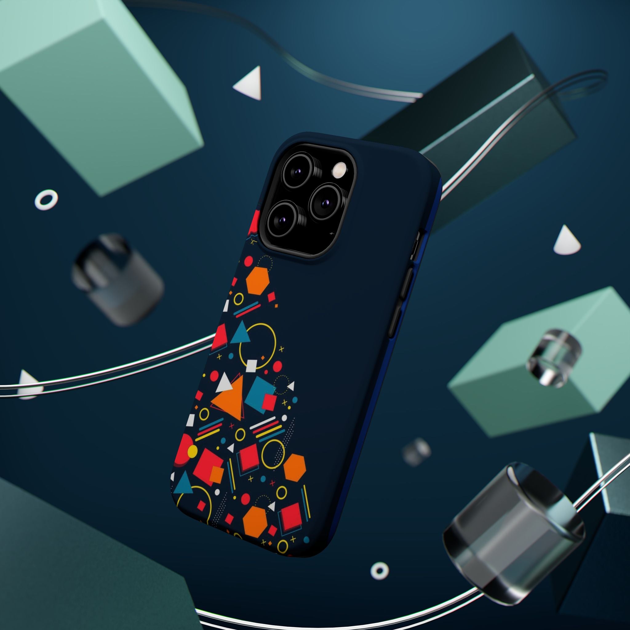 Magnetic Impact-Resistant Phone Case — Geometric Confetti Design