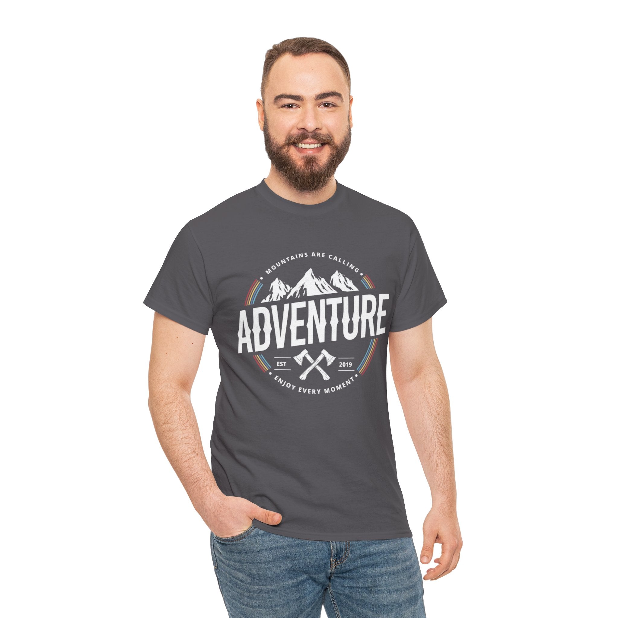 Adventure Mountain Badge Tee | Retro Outdoor Hiking Design