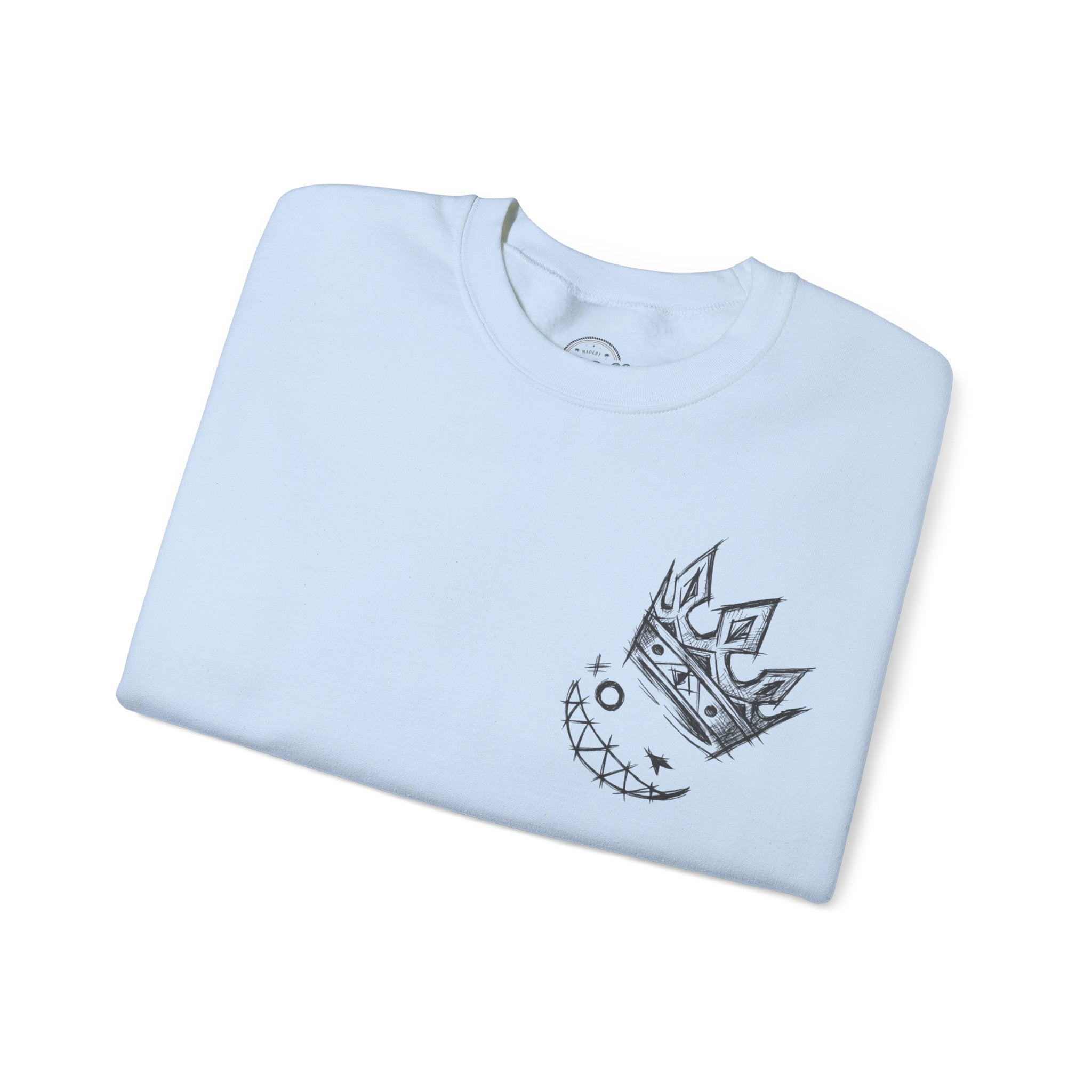 Crowned Grin Crewneck Sweatshirt — Sketch Crown Smile Graphic