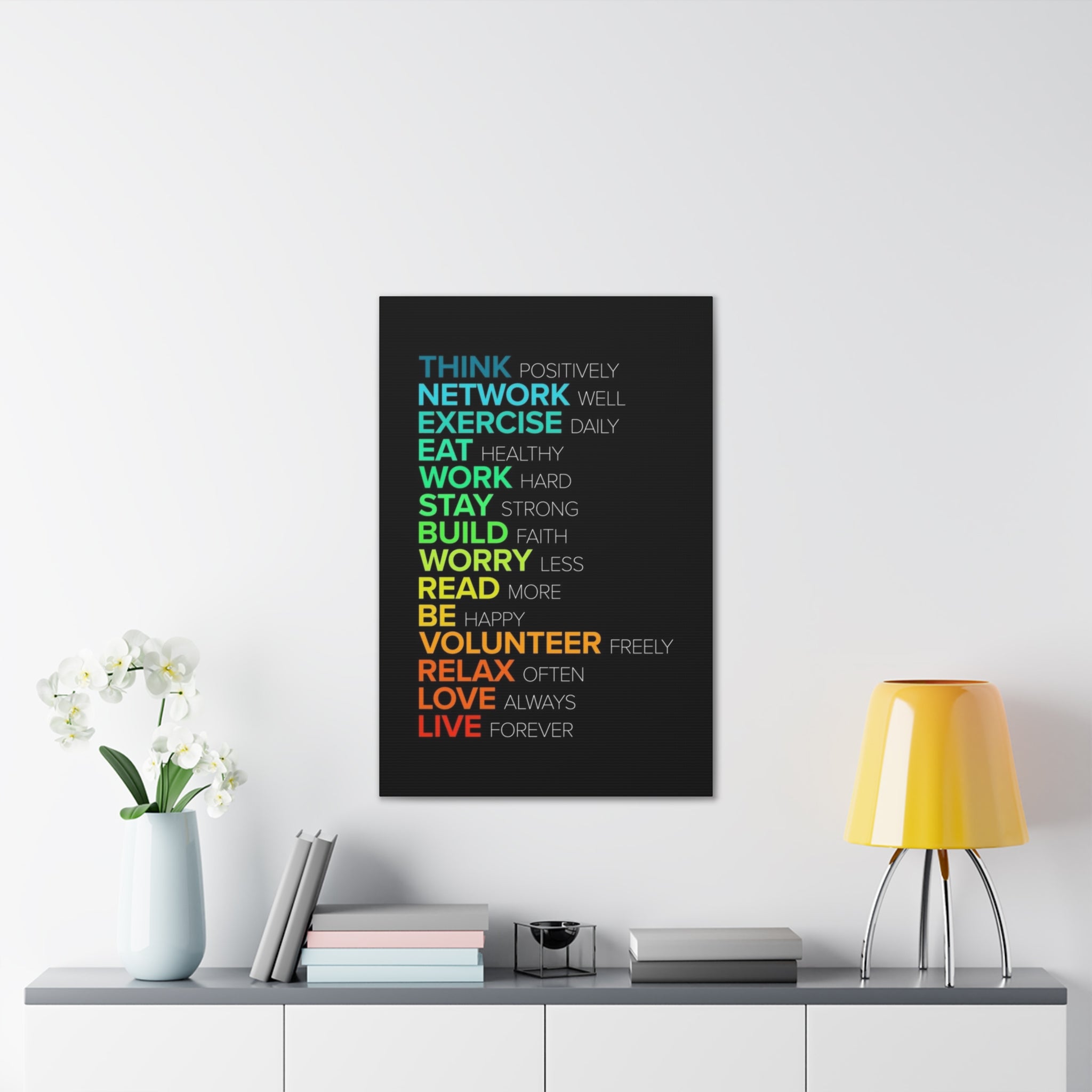 Motivational Daily Habits Canvas Print — Colorful Inspirational Wall Art