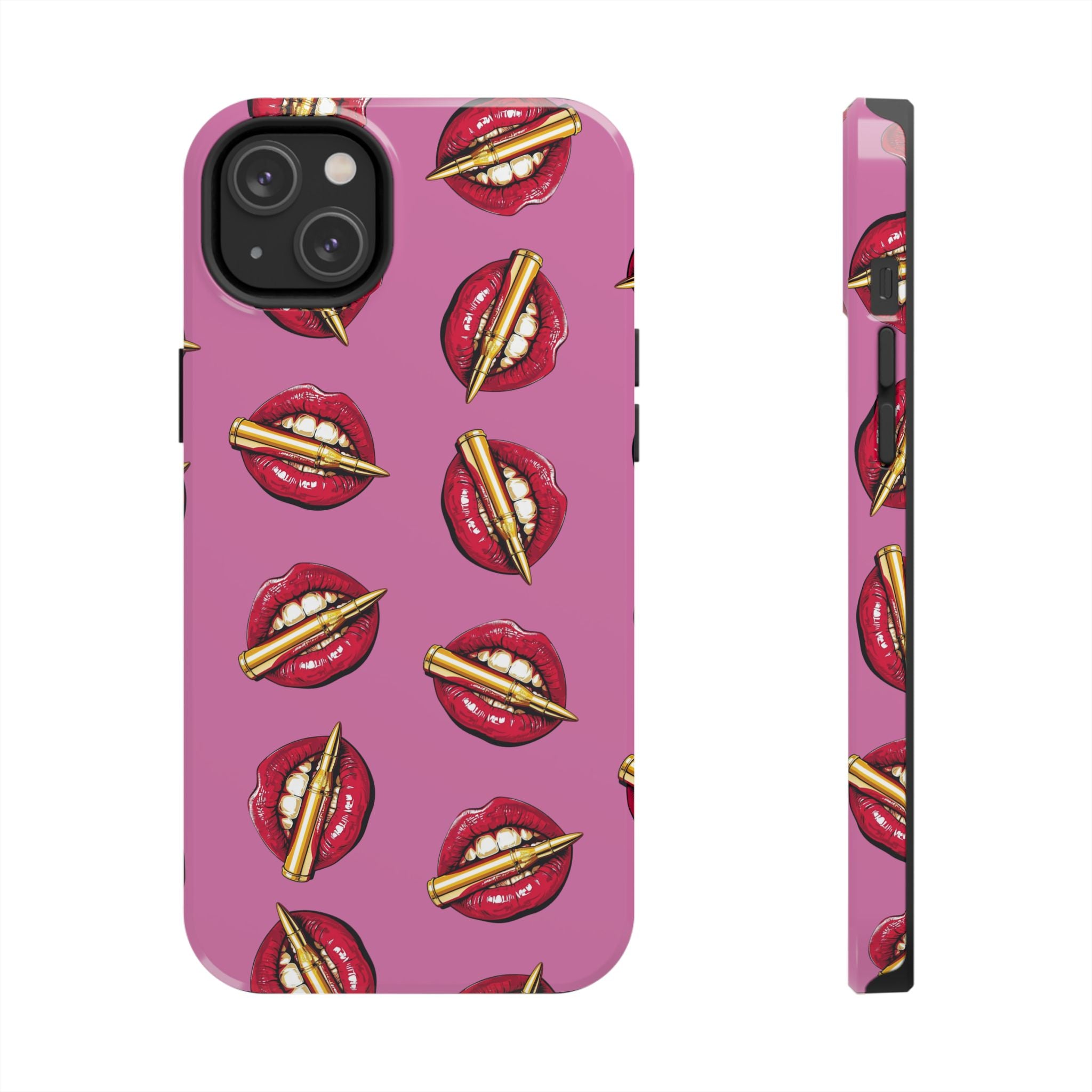 Red Lips with Cigarette Pattern Phone Case | Tough Phone Cases