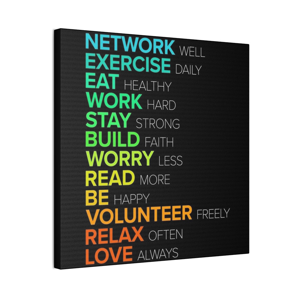 Motivational Daily Habits Canvas Print — Colorful Inspirational Wall Art