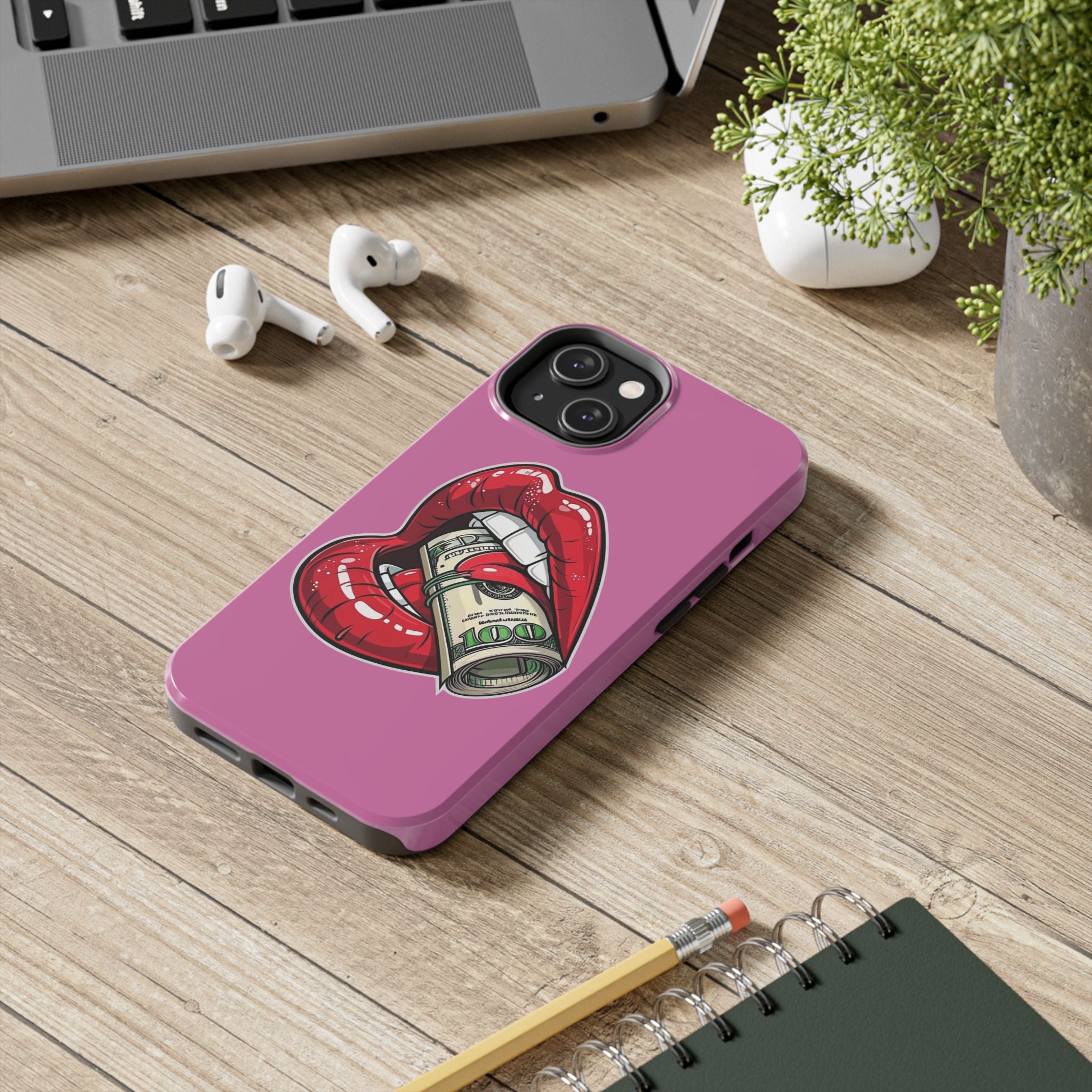 Red Lips Holding Money phone case | Tough Phone Cases