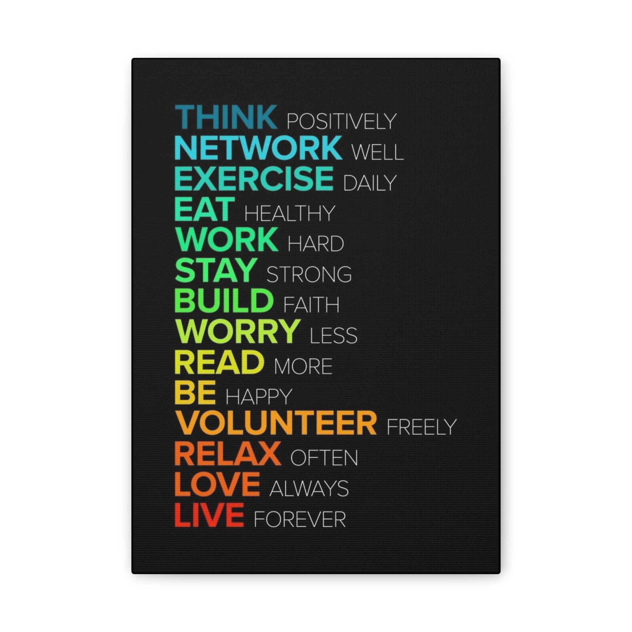 Motivational Daily Habits Canvas Print — Colorful Inspirational Wall Art